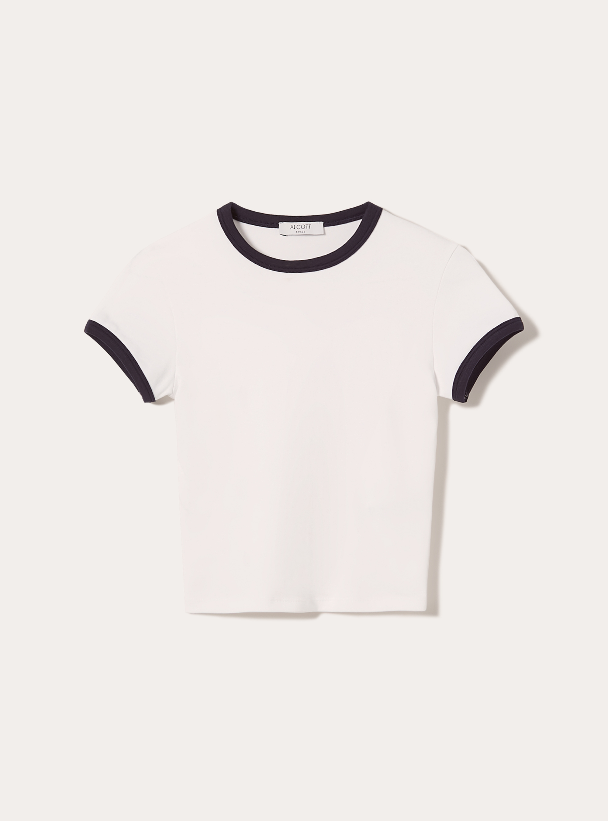 Gekürztes T-Shirt mit kontrastierenden Details, WH3 WHITE