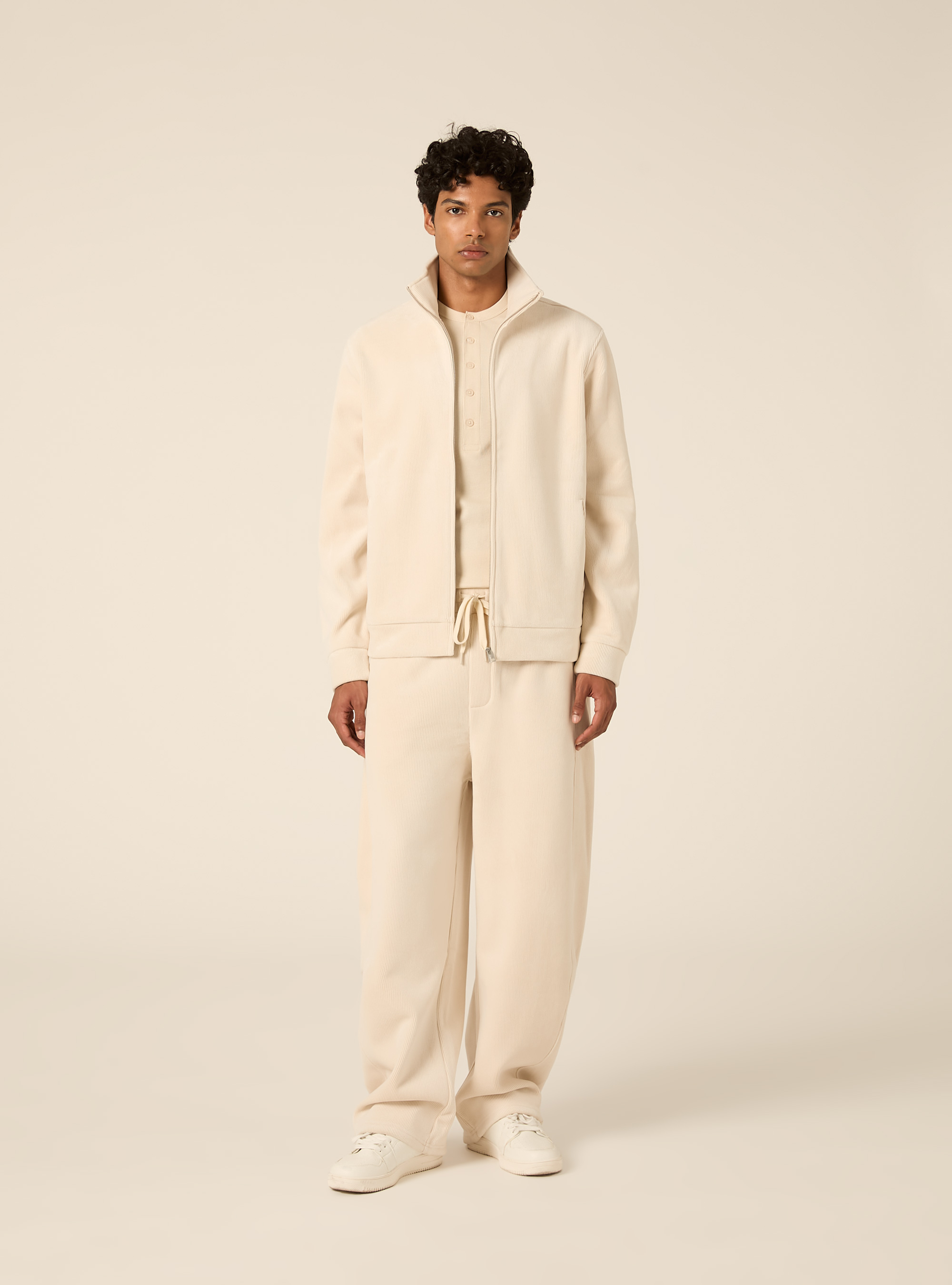 Cardigan in velluto a coste, CR3 CREAM LIGHT