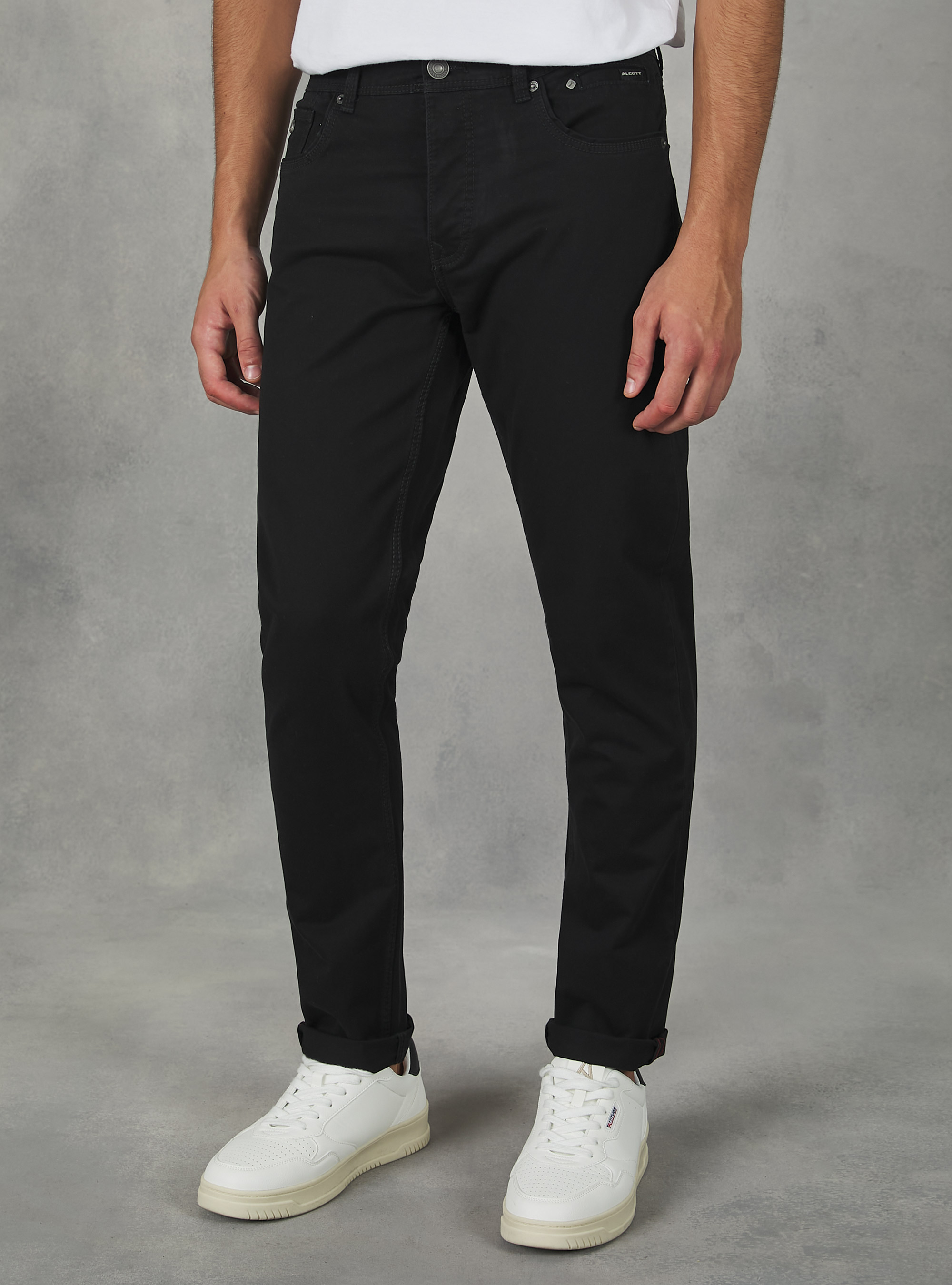 Pantalones ajustados de algod&oacute;n, BK1 BLACK