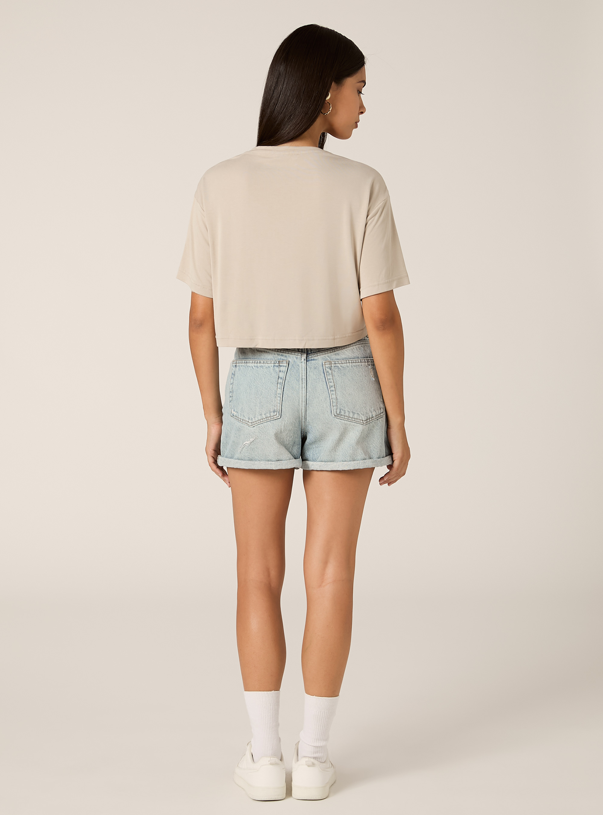 Maglietta cropped soft touch, BG2 BEIGE MEDIUM