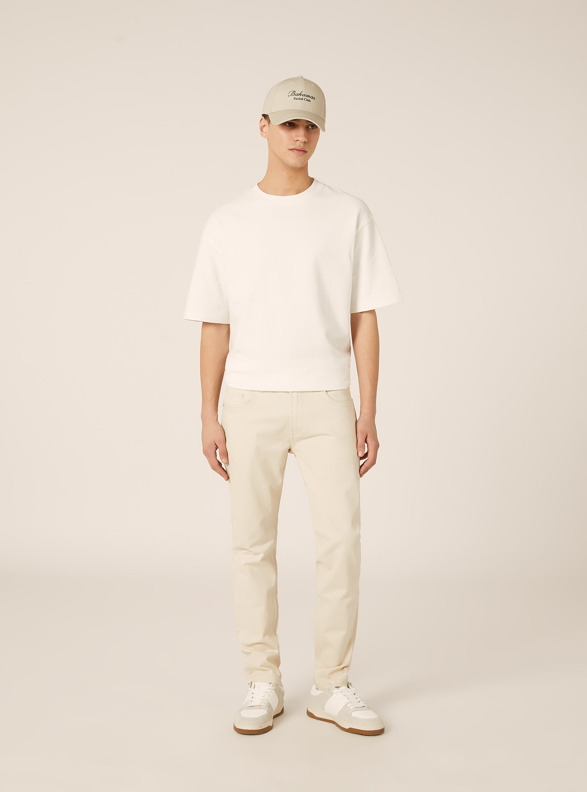 Skinny fit cotton trousers, CR2 CREAM MEDIUM