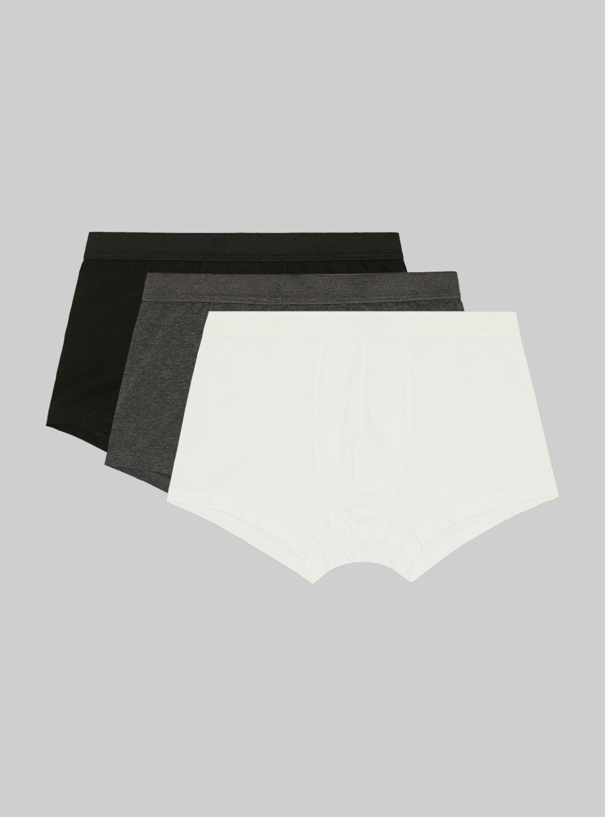 Set of 3 stretch cotton boxer shorts, BK1/WH2/MGY1