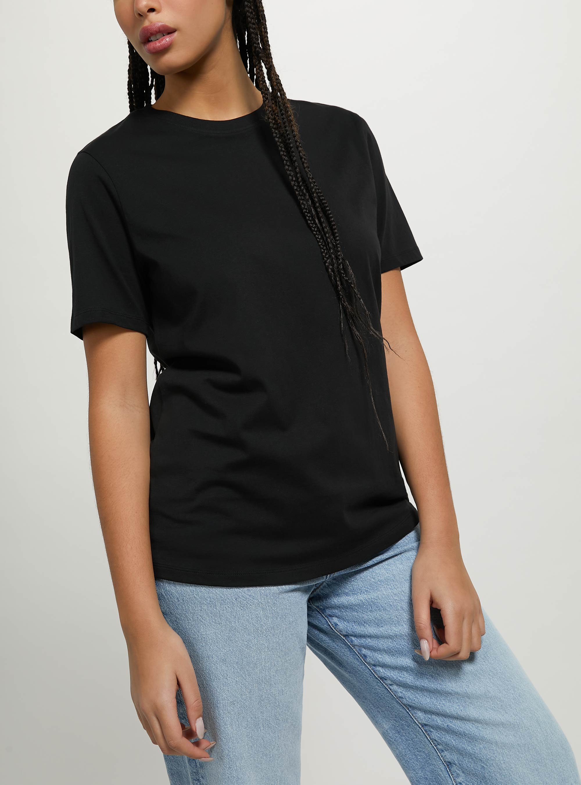 Cotton crew-neck T-shirt, BK1 BLACK