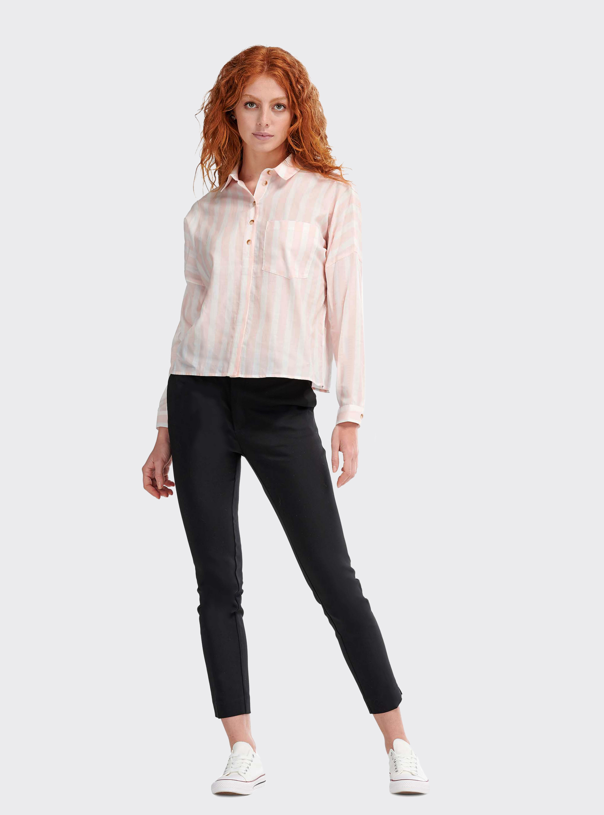 Striped shirt with long sleeves, STR4 PINK STRIPE
