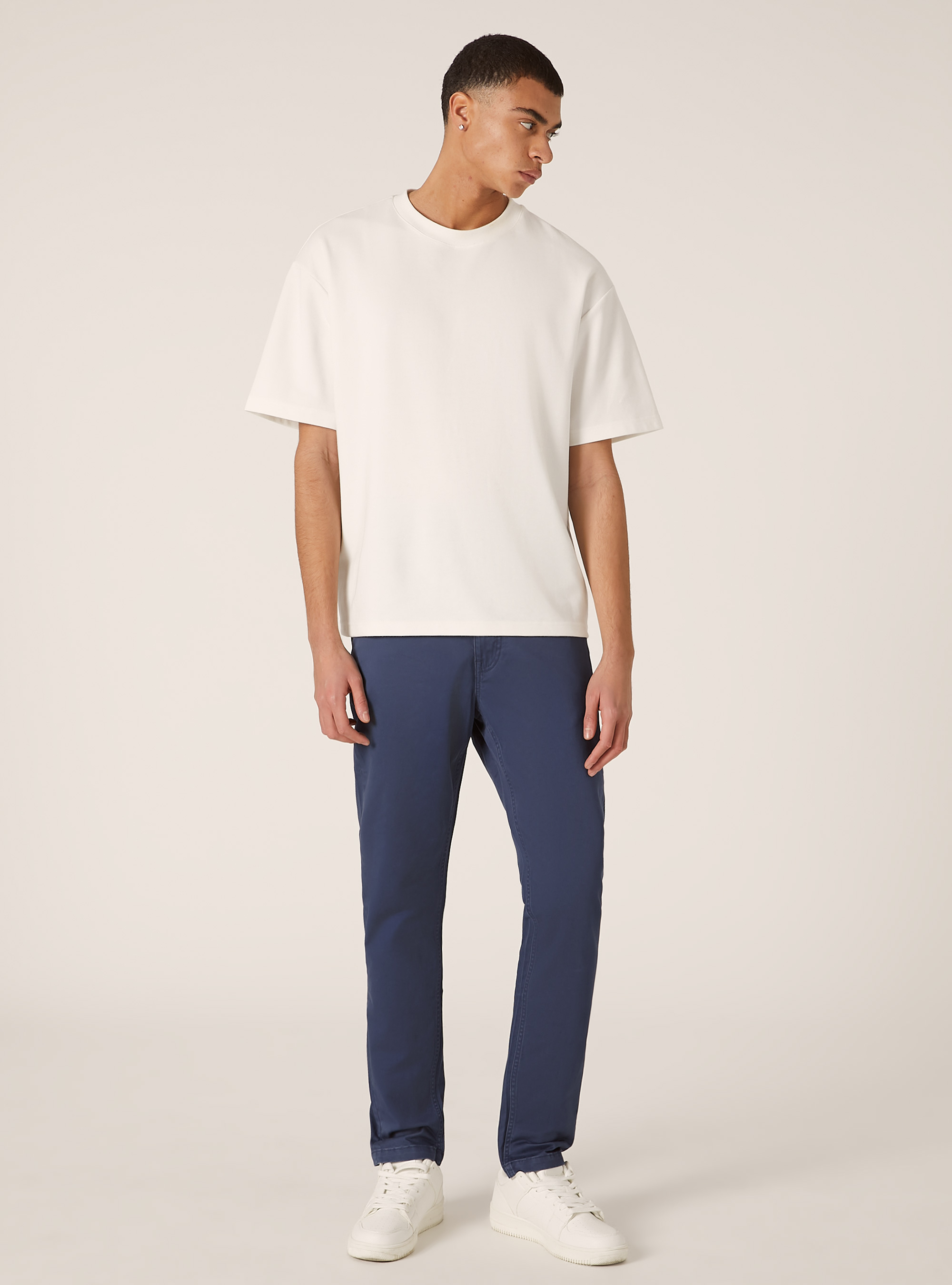 Skinny fit cotton trousers, BL2 BLUE MEDIUM