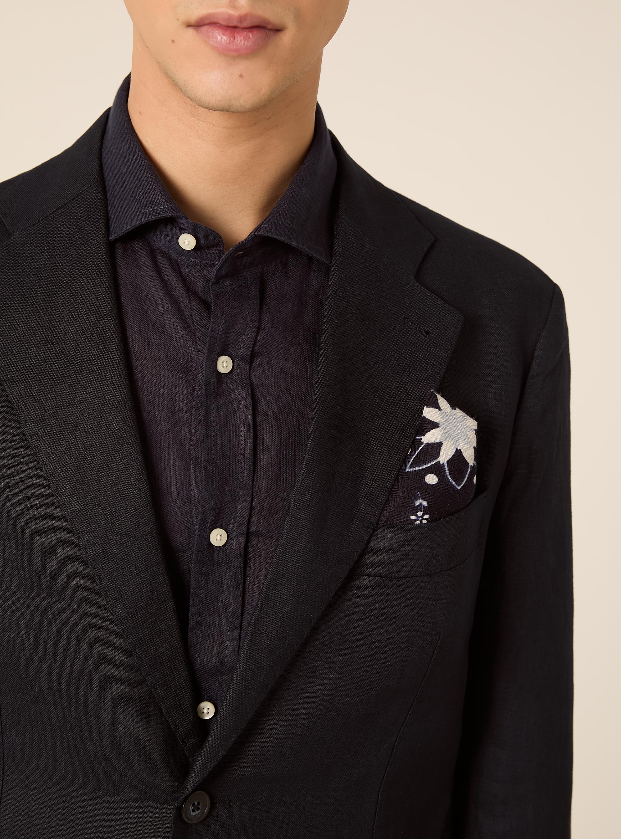 Giacca in lino monopetto, NA1 NAVY DARK