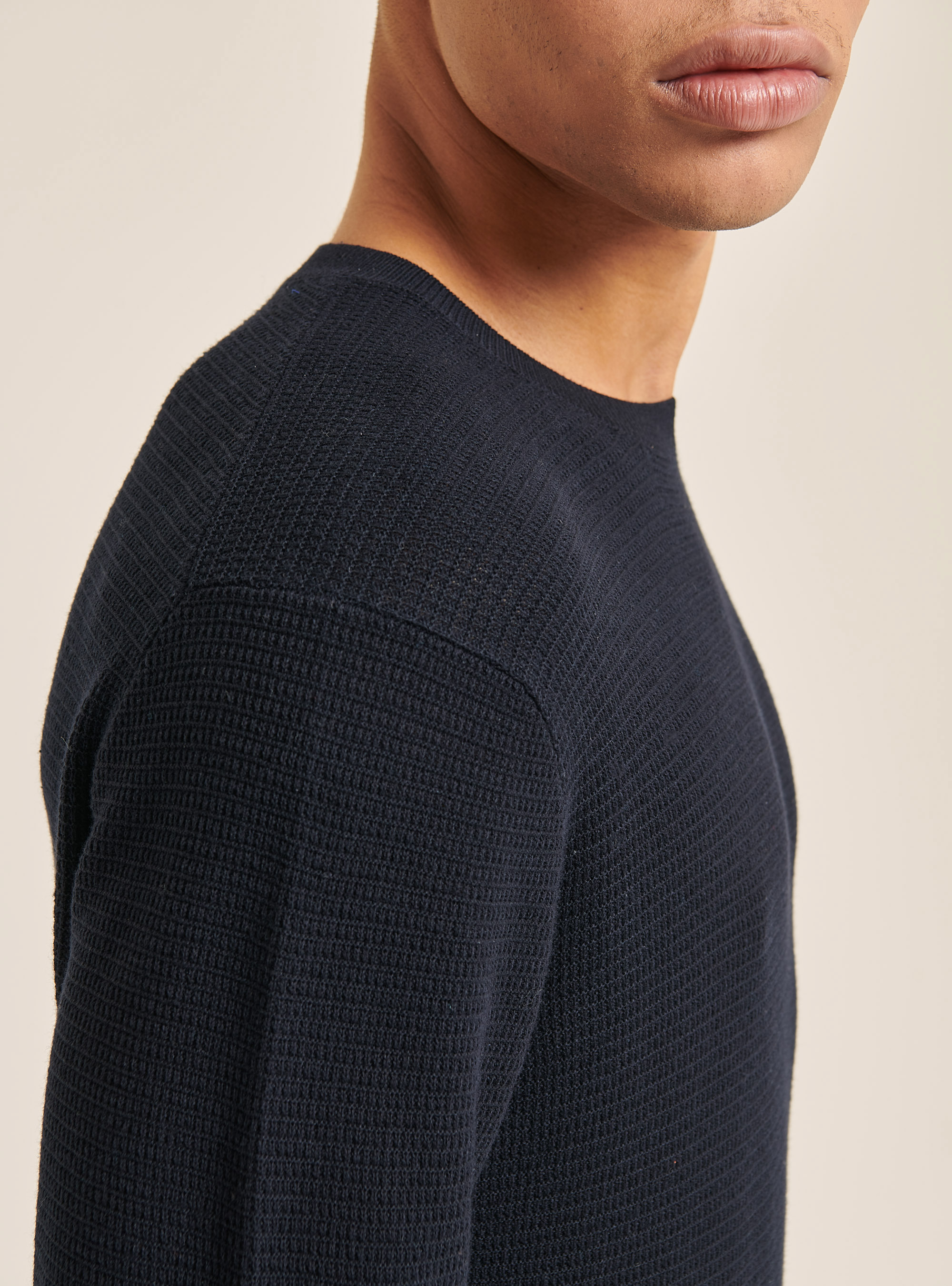 Textured crew-neck pullover, NA1 NAVY DARK