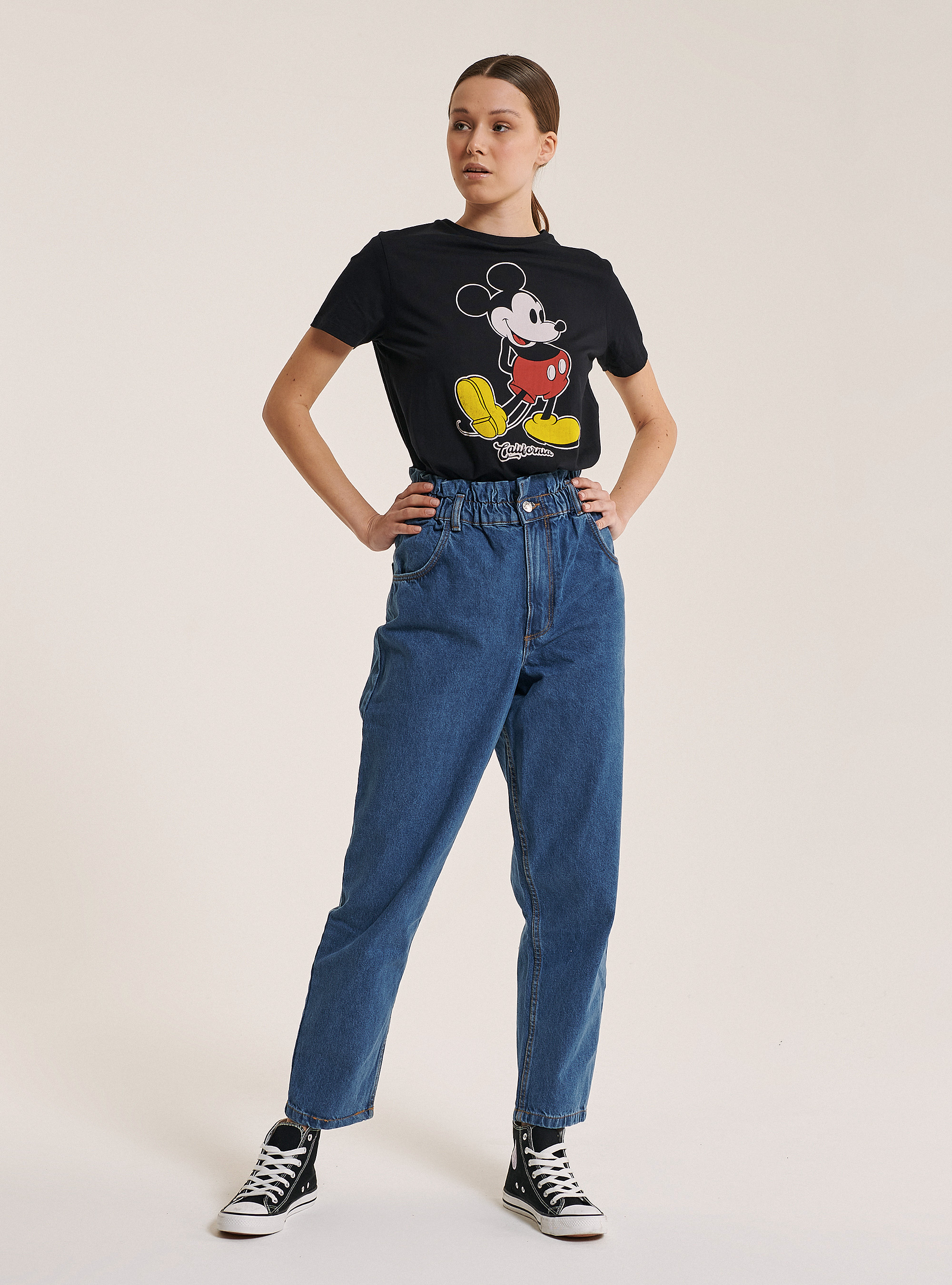 Slouchy Fit Jeans mit elastischem Bund aus organischer Baumwolle, C284 AZZURRE