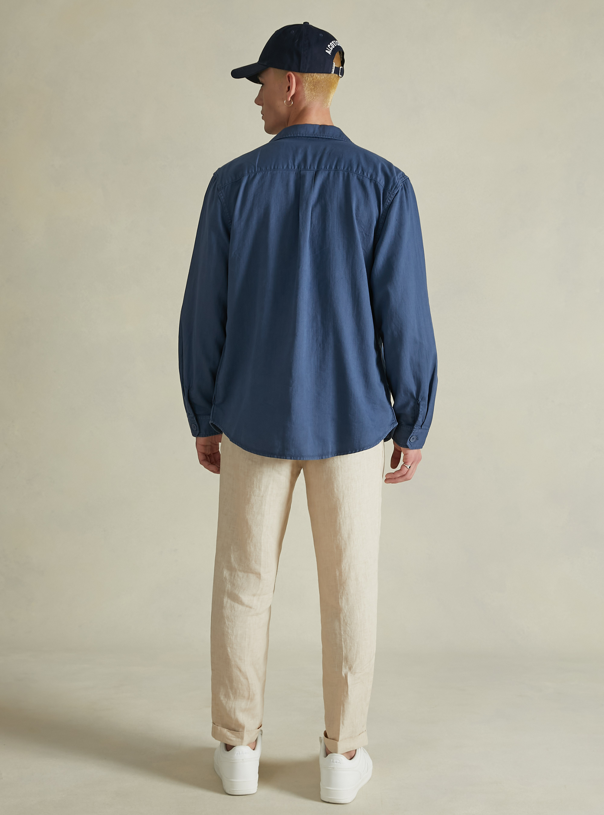 Giacca camicia in misto lino, NA3 NAVY LIGHT