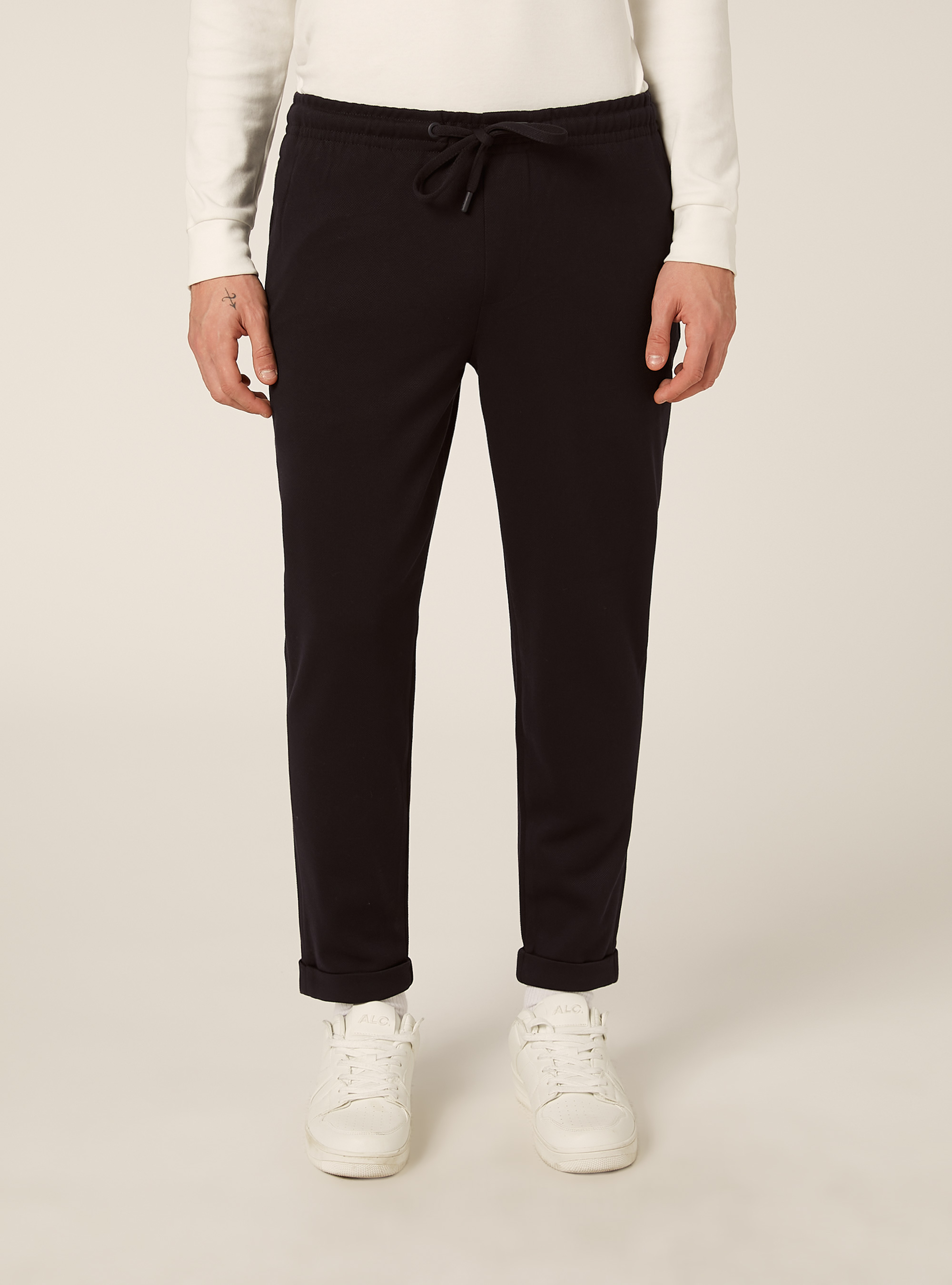 Pantaloni con vita jogger honeycomb, NAVY SCURO