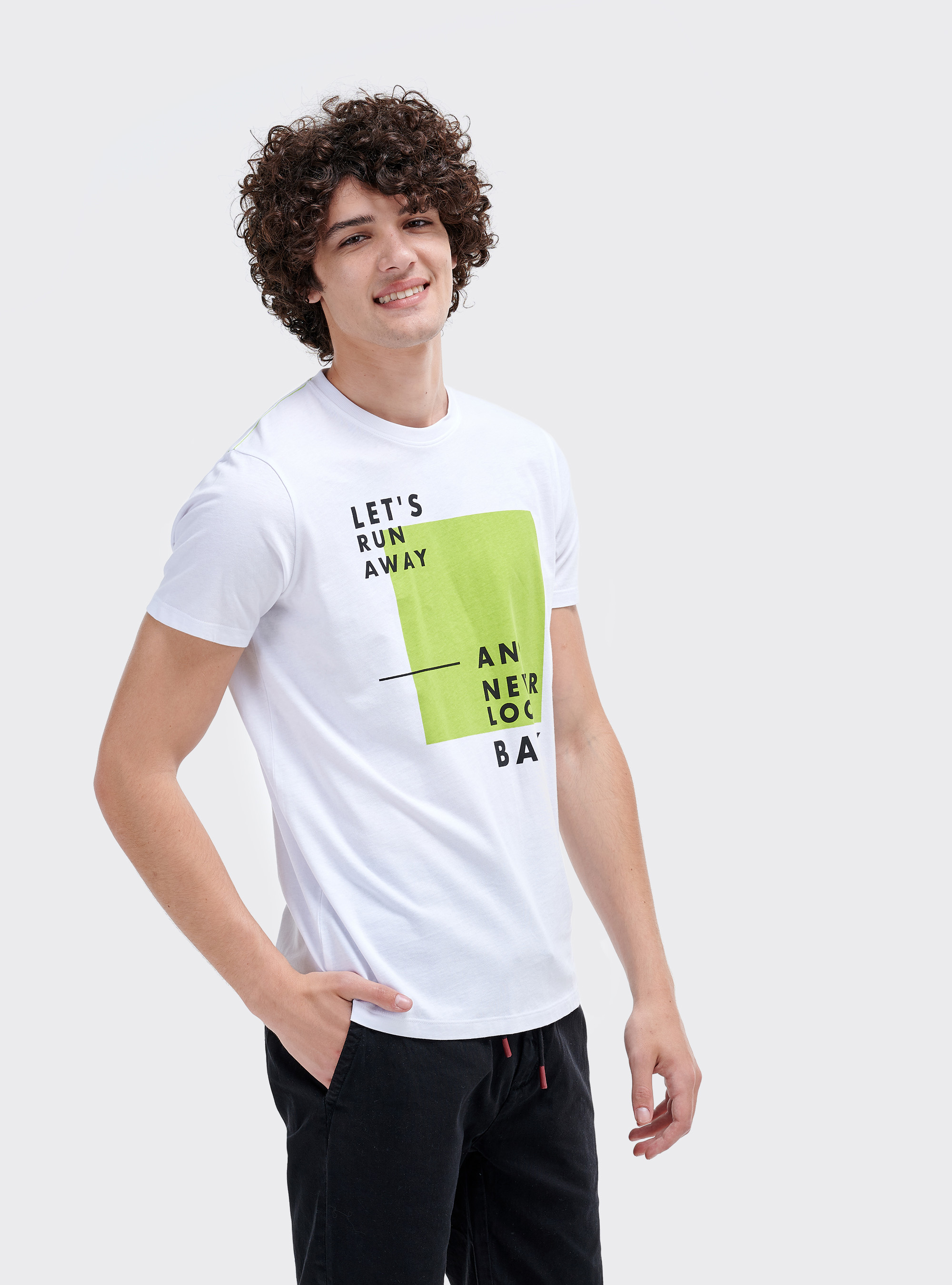Camiseta con estampado, BLANCO