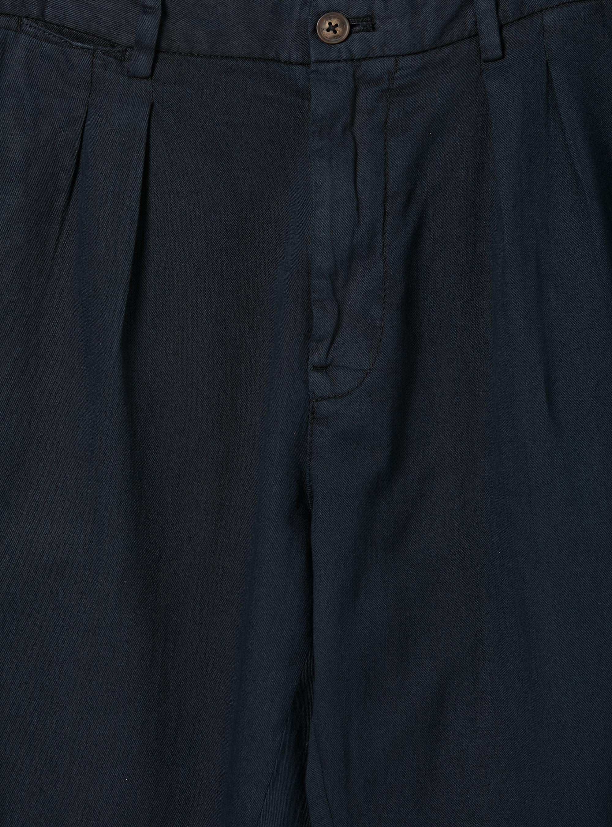 Linen-blend chinos with darts, NA1 NAVY DARK