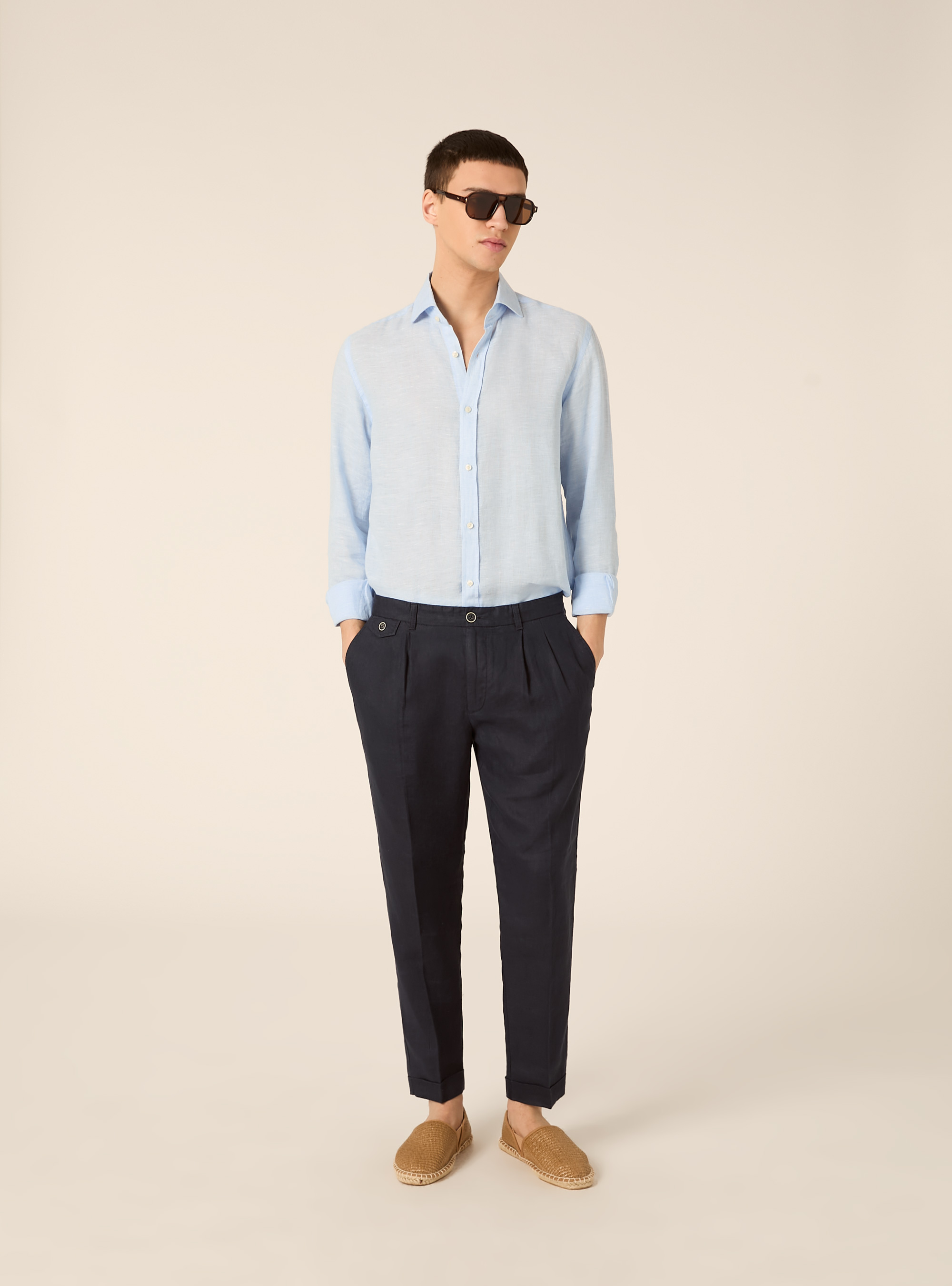 Chinos in lino, NA1 NAVY DARK