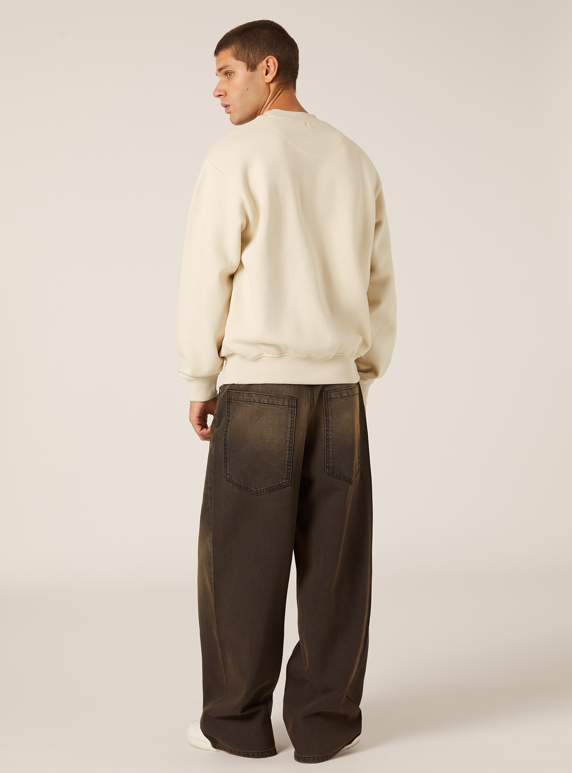 Boxy fit crew neck sweatshirt, CR3 CREAM LIGHT