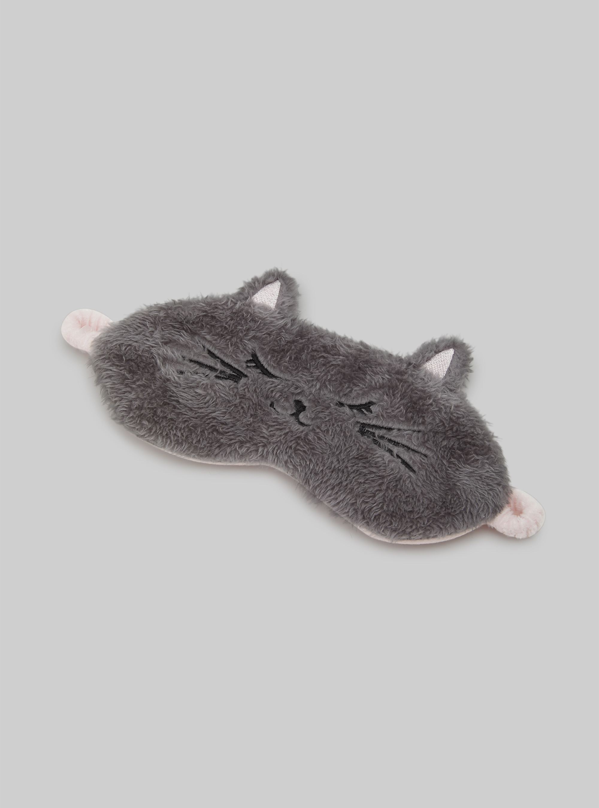 Plush slippers with night mask, GY2 GREY MEDIUM