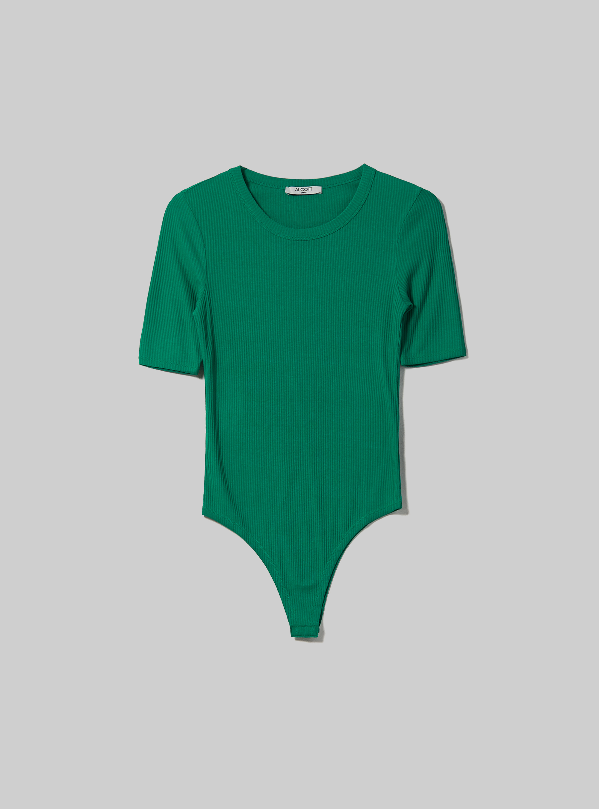 Ribbed short-sleeved bodysuit, GN2 GREEN MEDIUM
