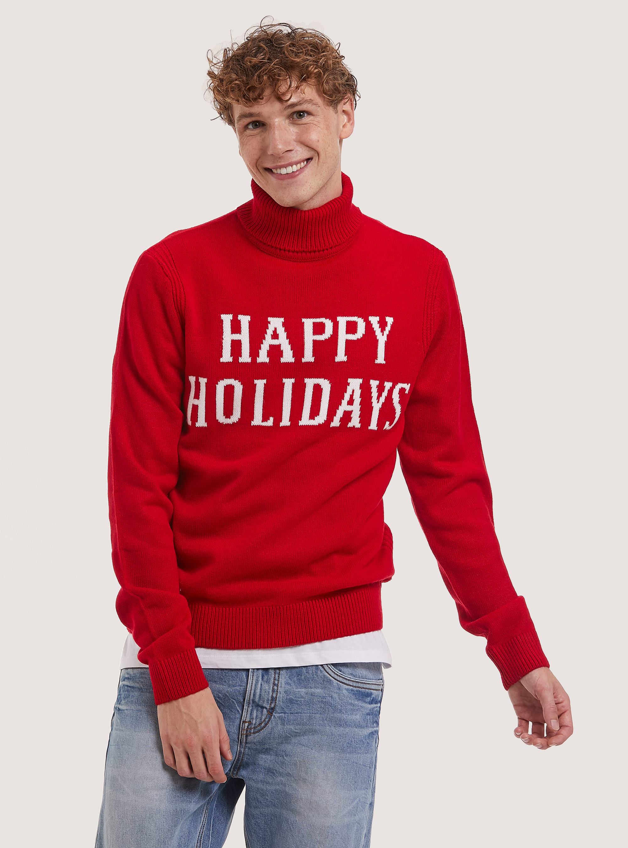 Jersey de cuello alto Colección Familiar de Navidad, RD1 RED DARK