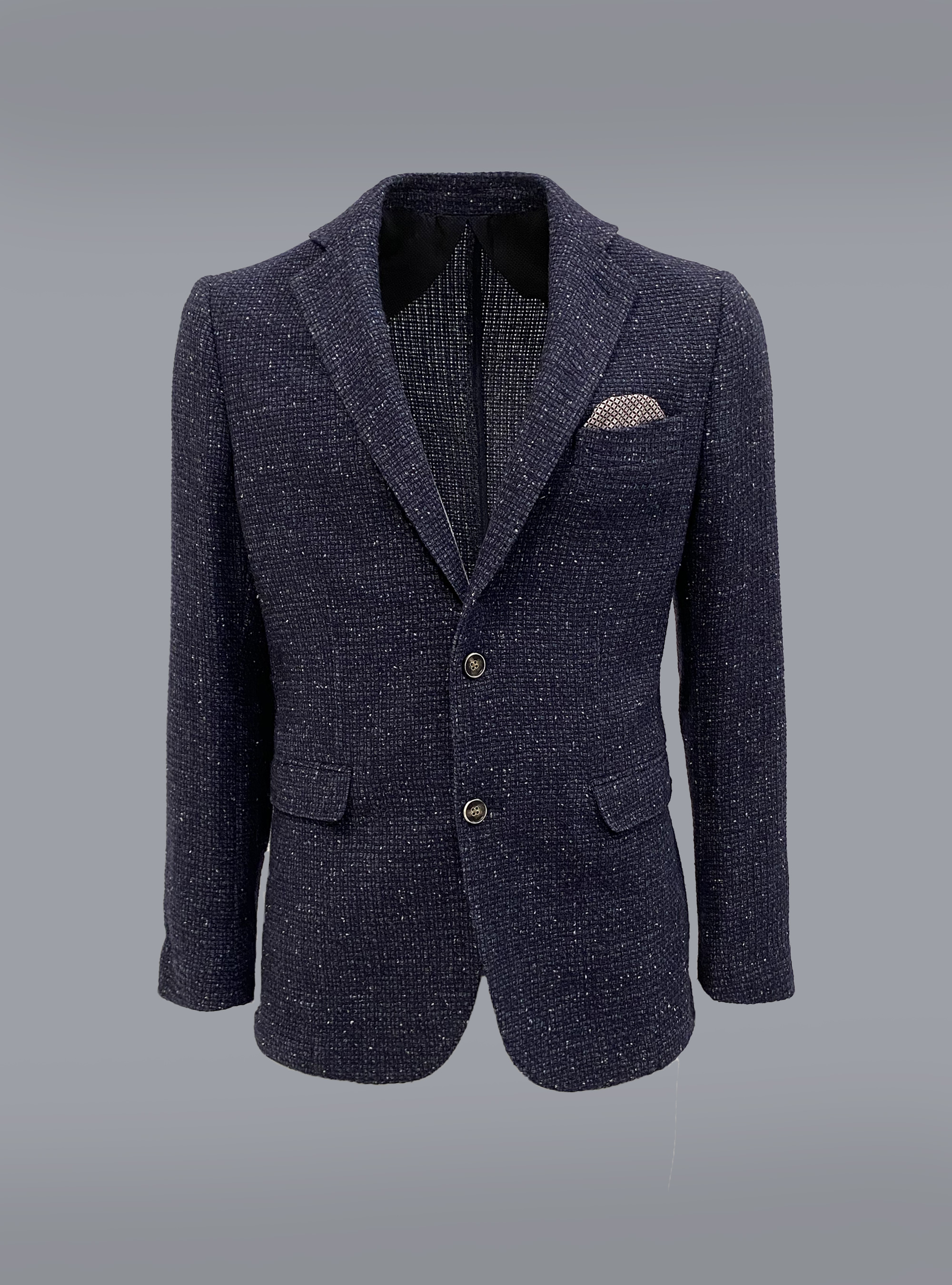 Blazer boucl&eacute; in misto lana, C0204 BLUE