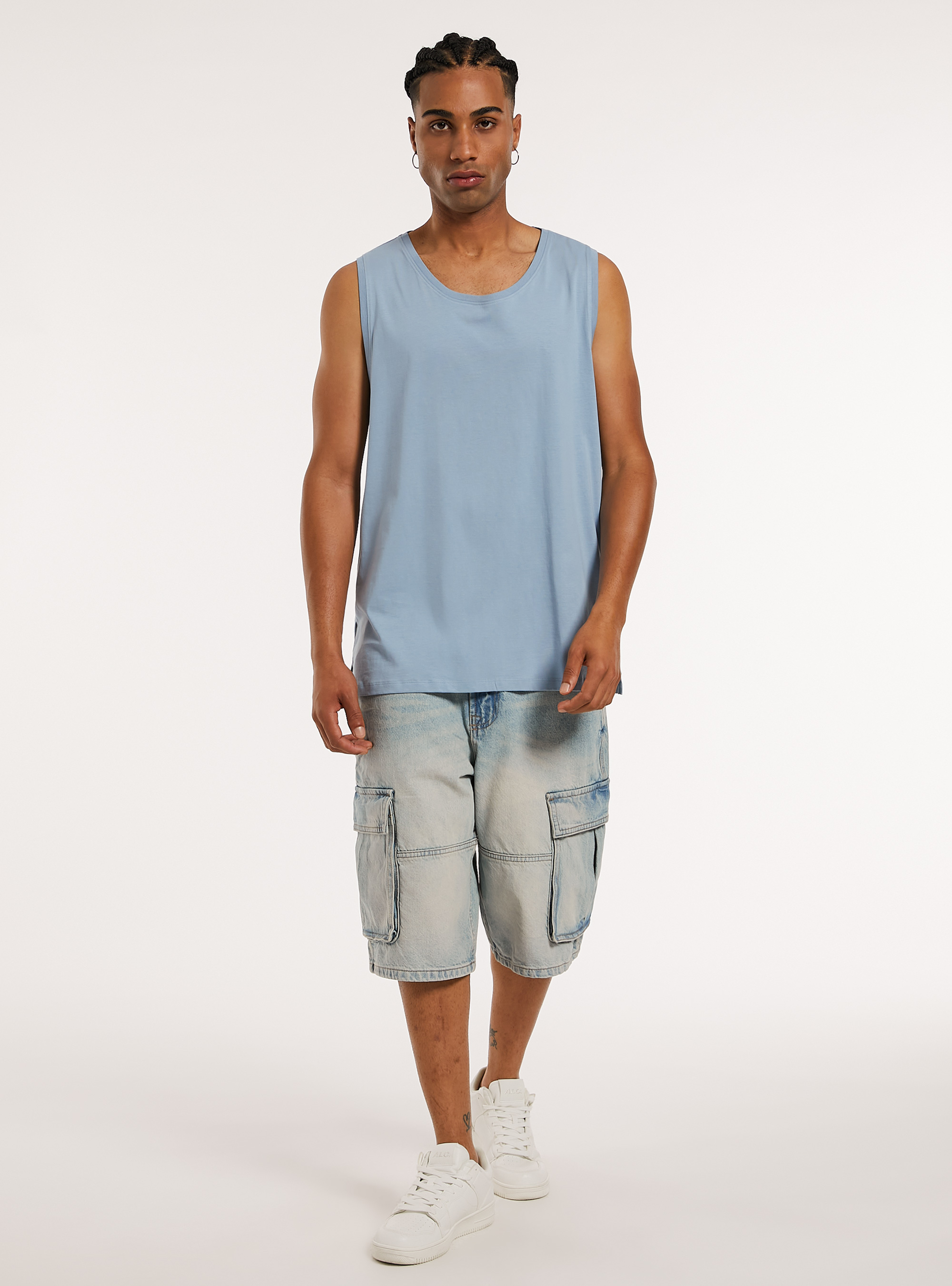 Solid-coloured comfort fit tank top, AZ3 AZURE LIGHT
