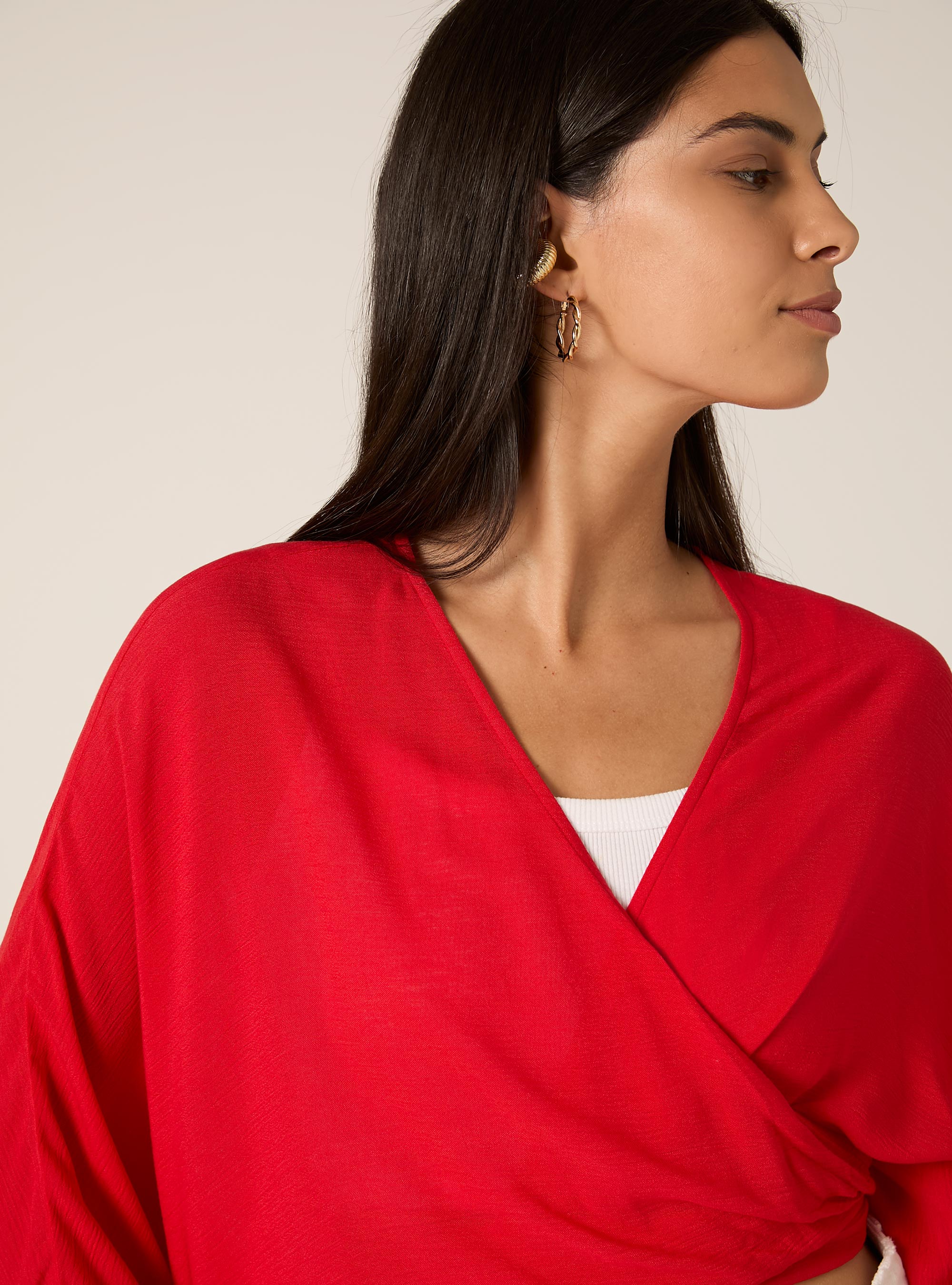 Blusa fluida con nodo, RD2 RED MEDIUM