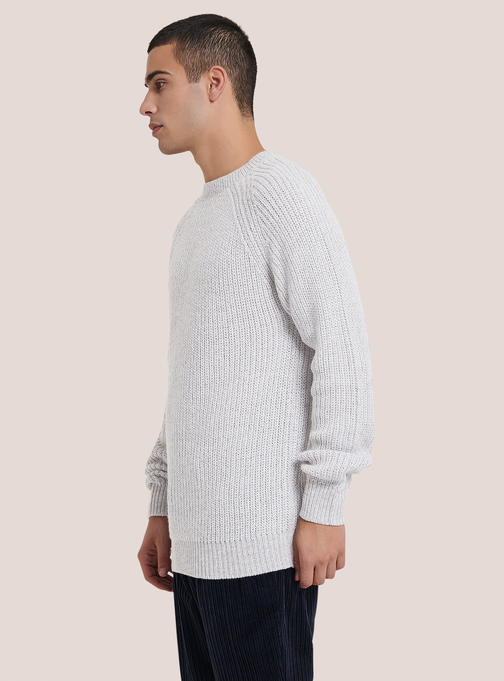 Pullover girocollo a costa inglese, WH2 WHITE