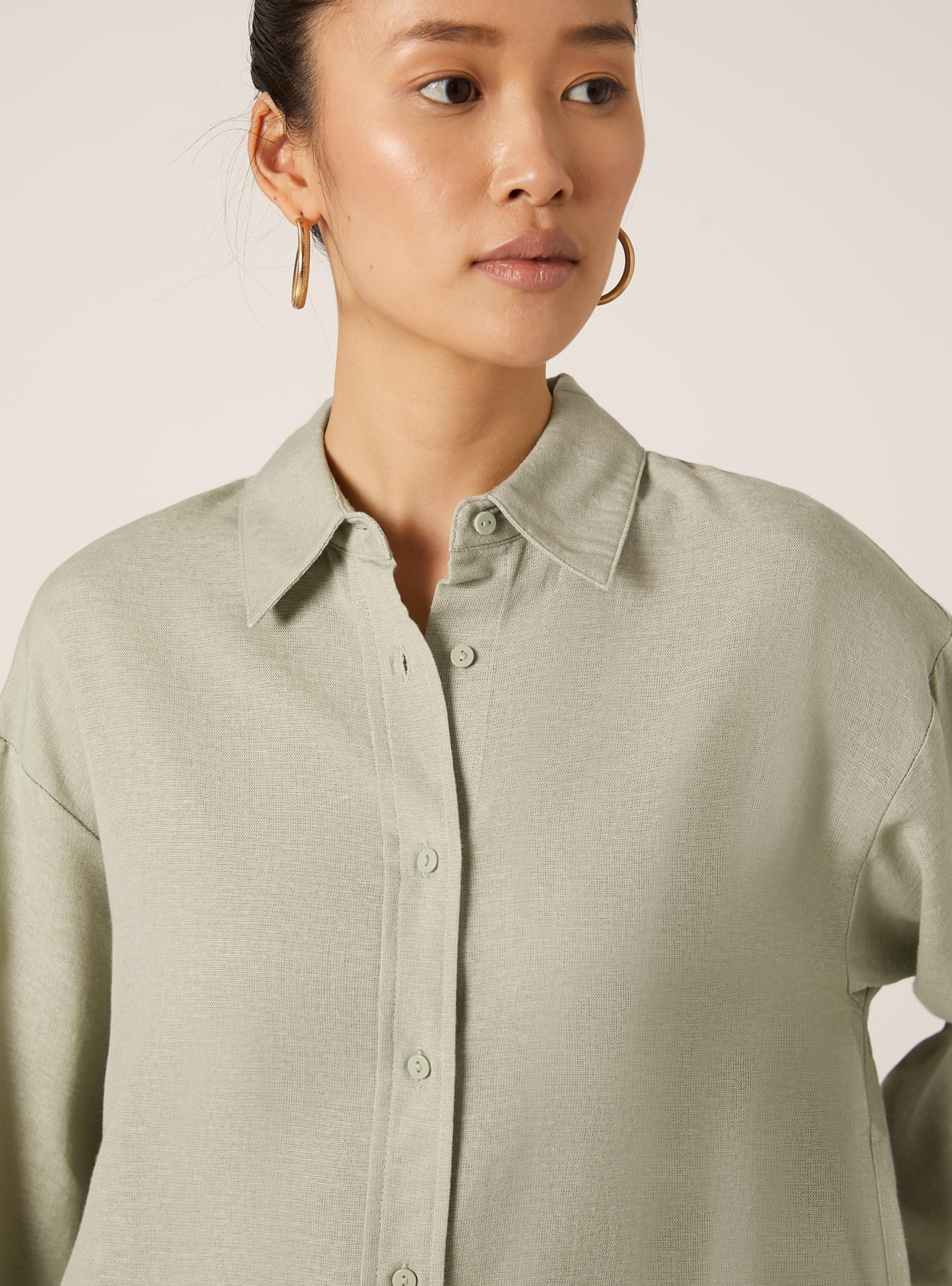 Comfort fit linen shirt, SG3 SAGE LIGHT