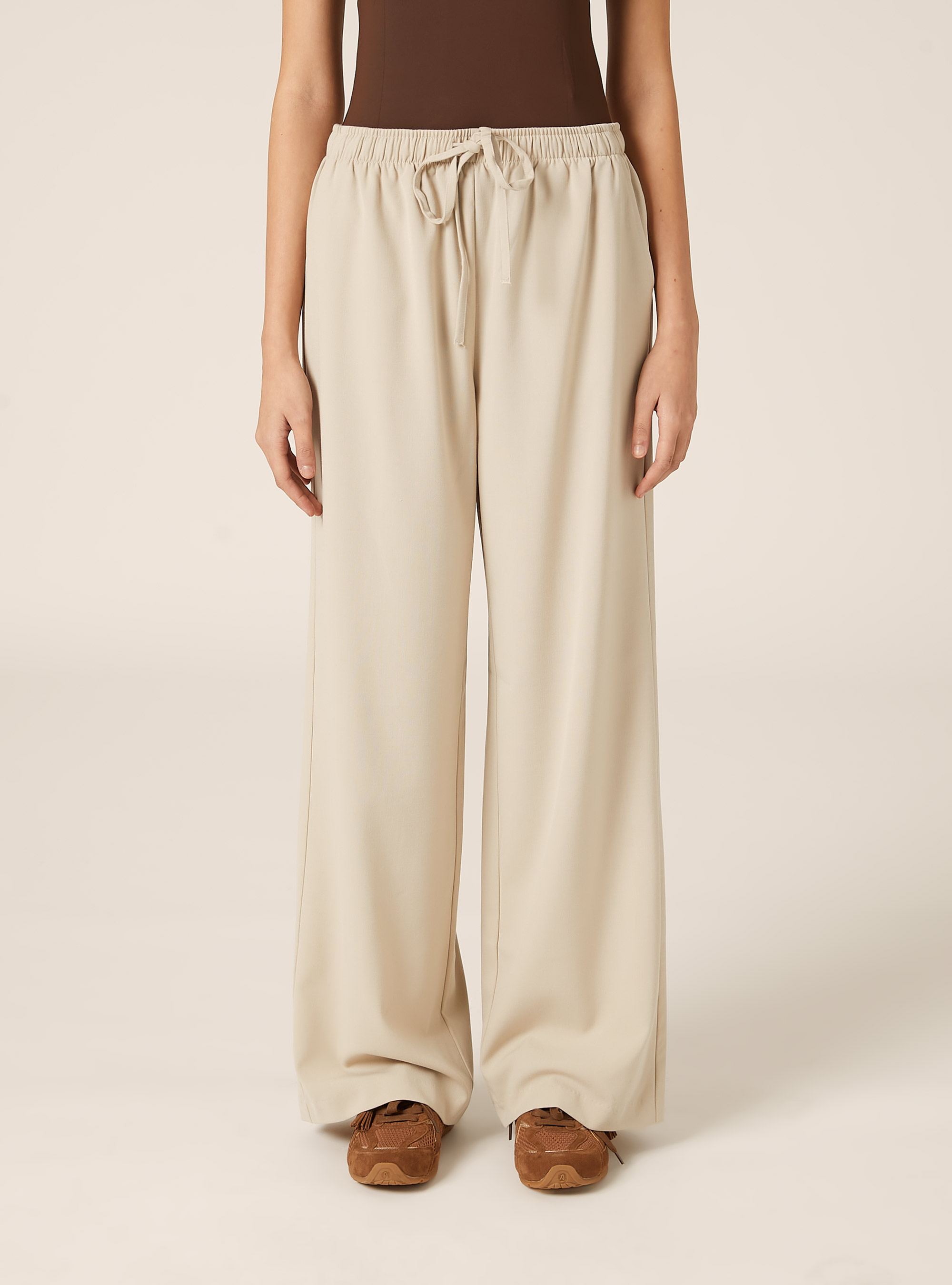 Pantaloni a gamba larga con coulisse, BG2 BEIGE MEDIUM