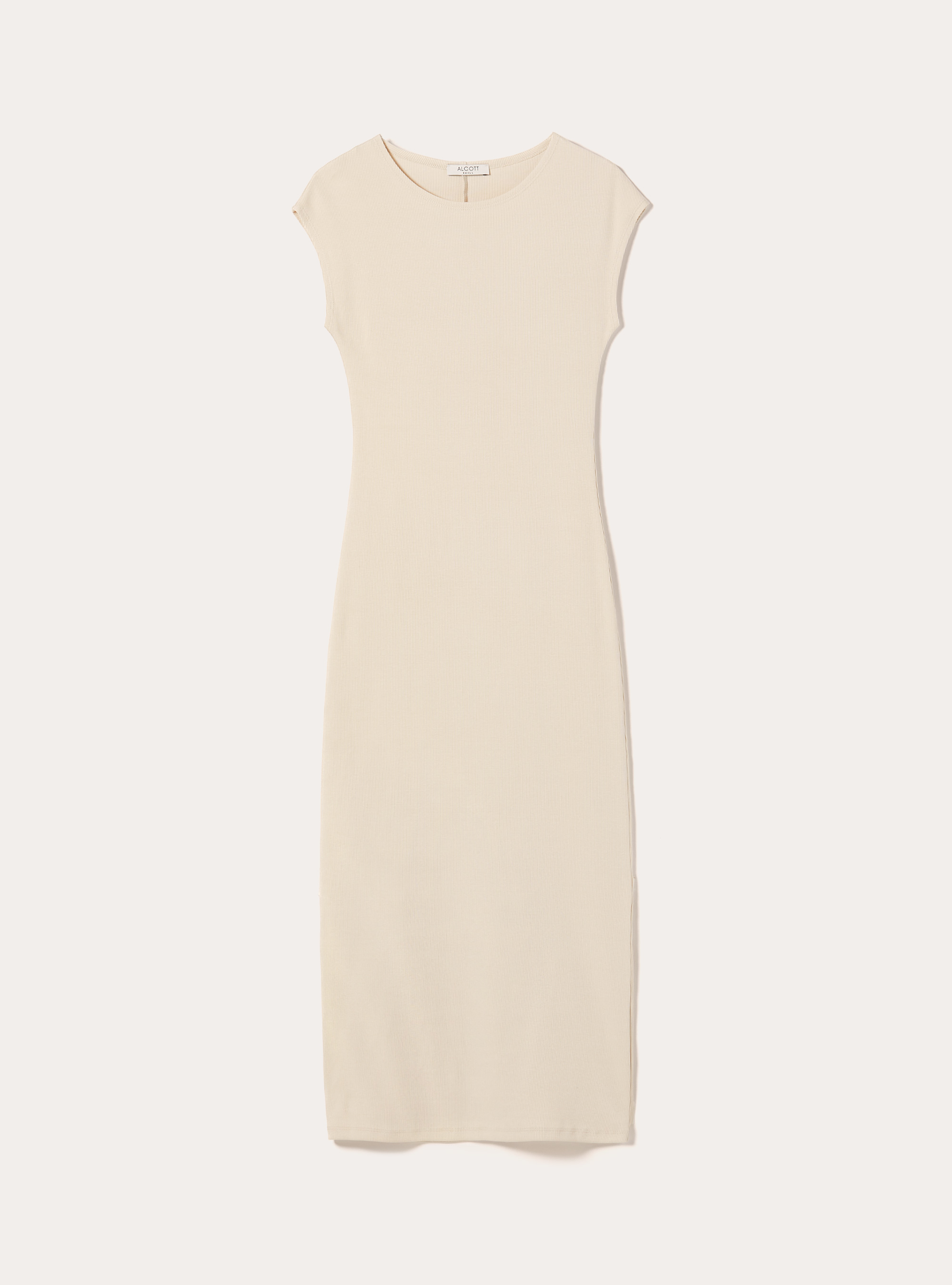Fitted ribbed dress, CR2 CREAM MEDIUM
