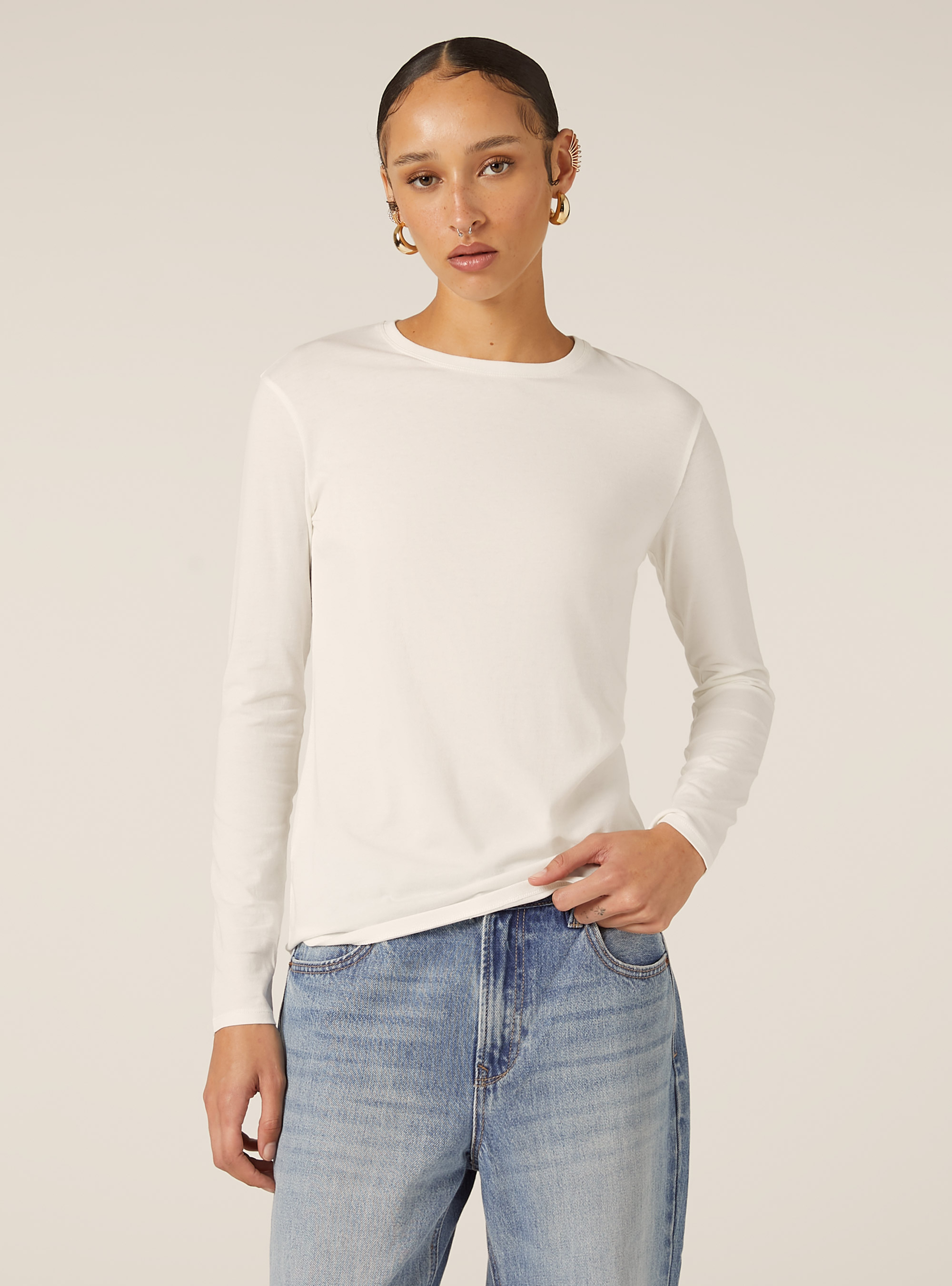 Camiseta básica de manga larga, WH1 OFF WHITE