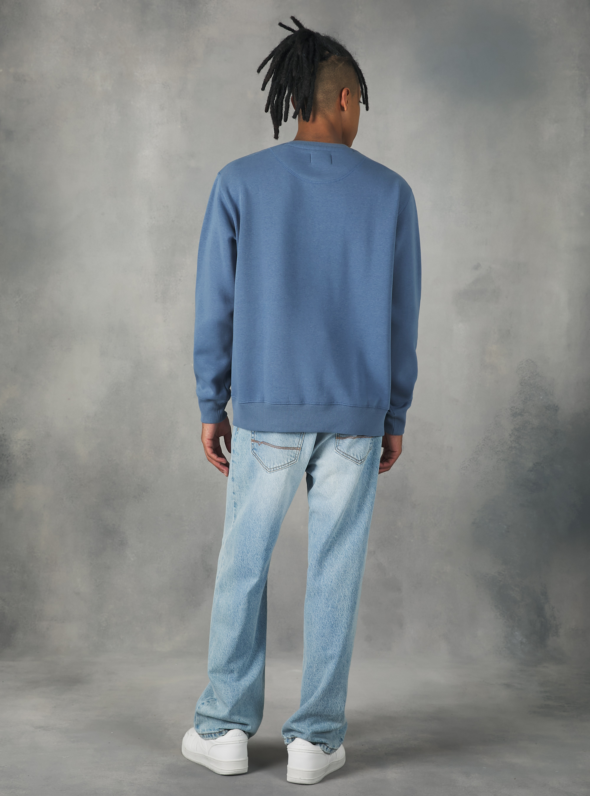 Felpa girocollo tinta unita, BL3 BLUE LIGHT