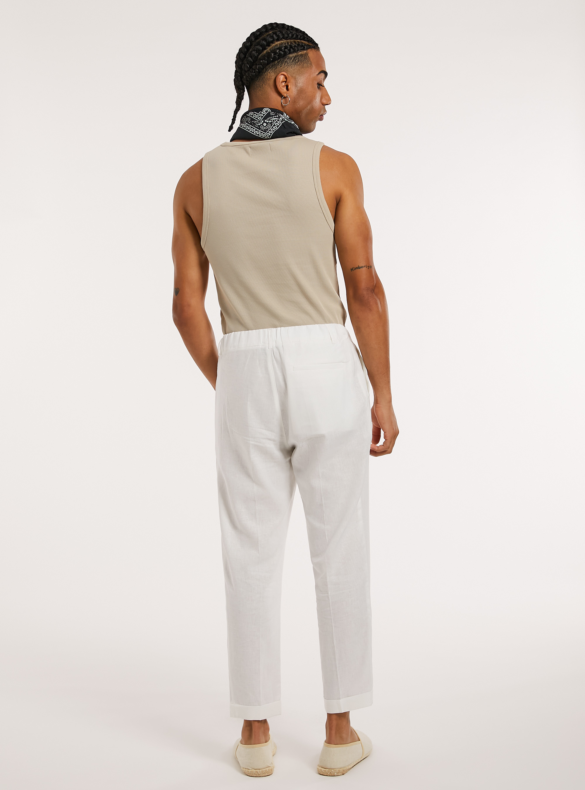 Pantaloni in misto lino, WH2 WHITE