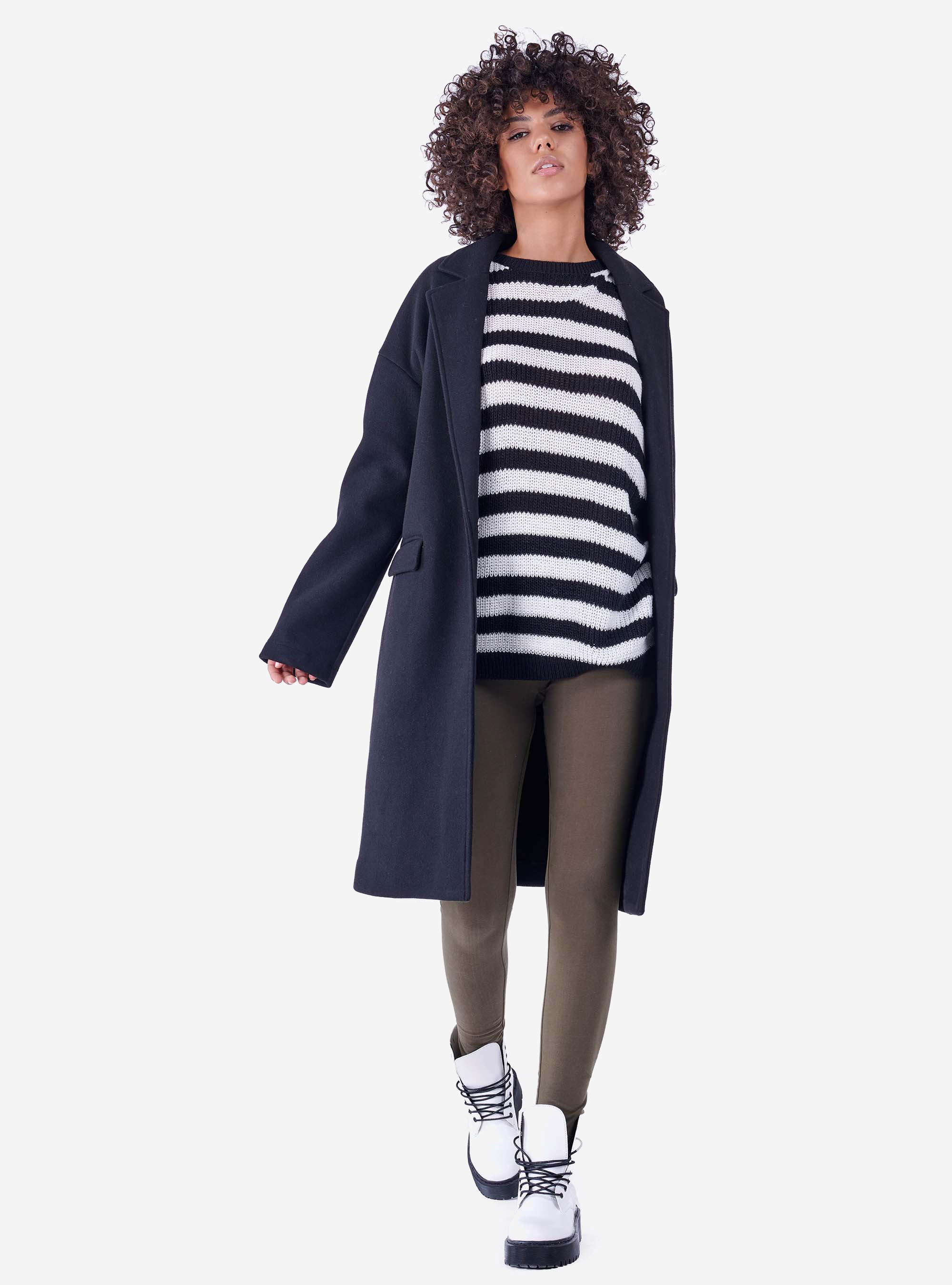 Pull oversize ray&eacute;, C101 BLACK