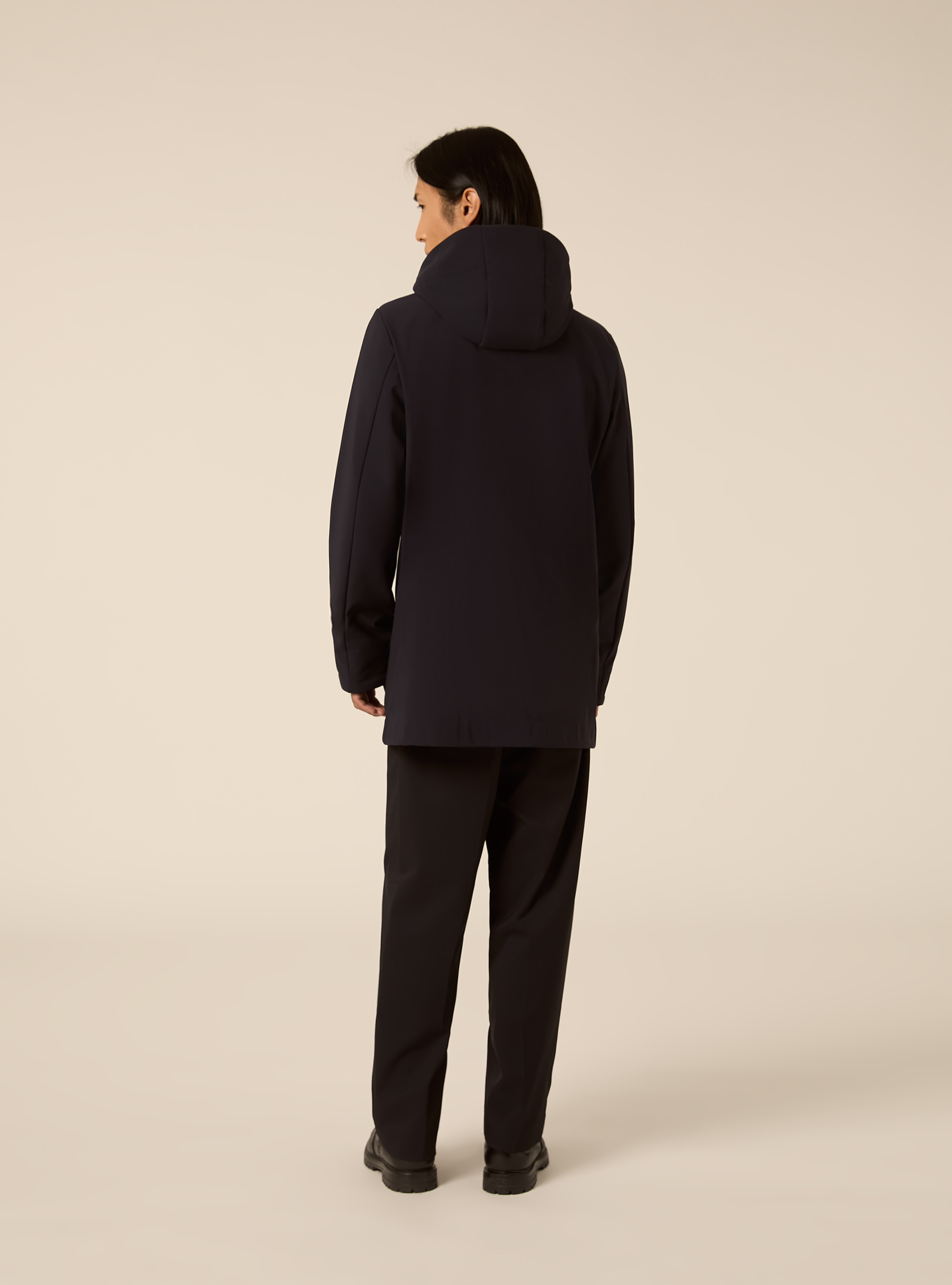 Technical softshell hooded parka with zip, NA1 NAVY DARK