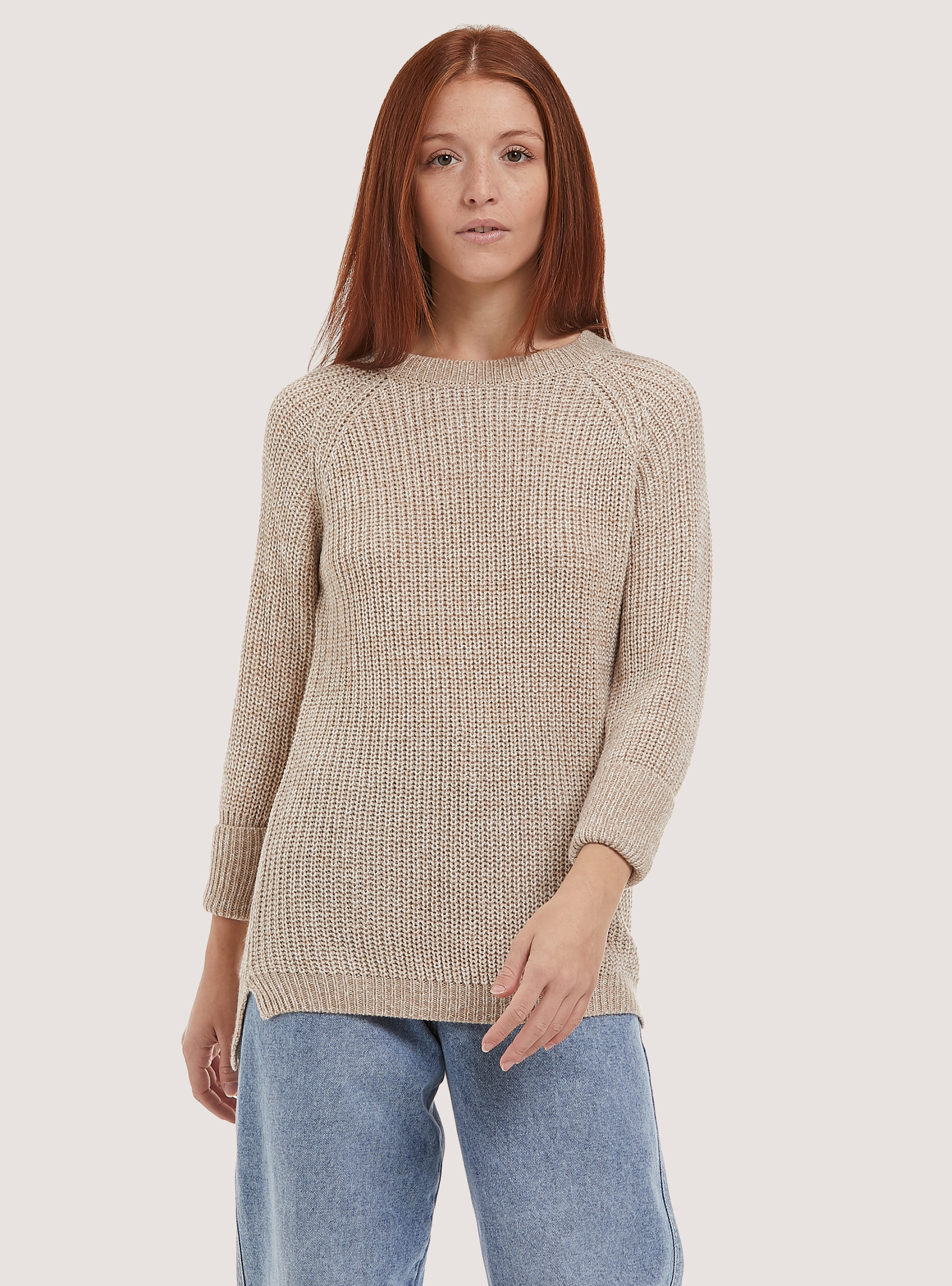 Pull en cotes anglaises chaudes, MBG3 BEIGE MEL LIGHT