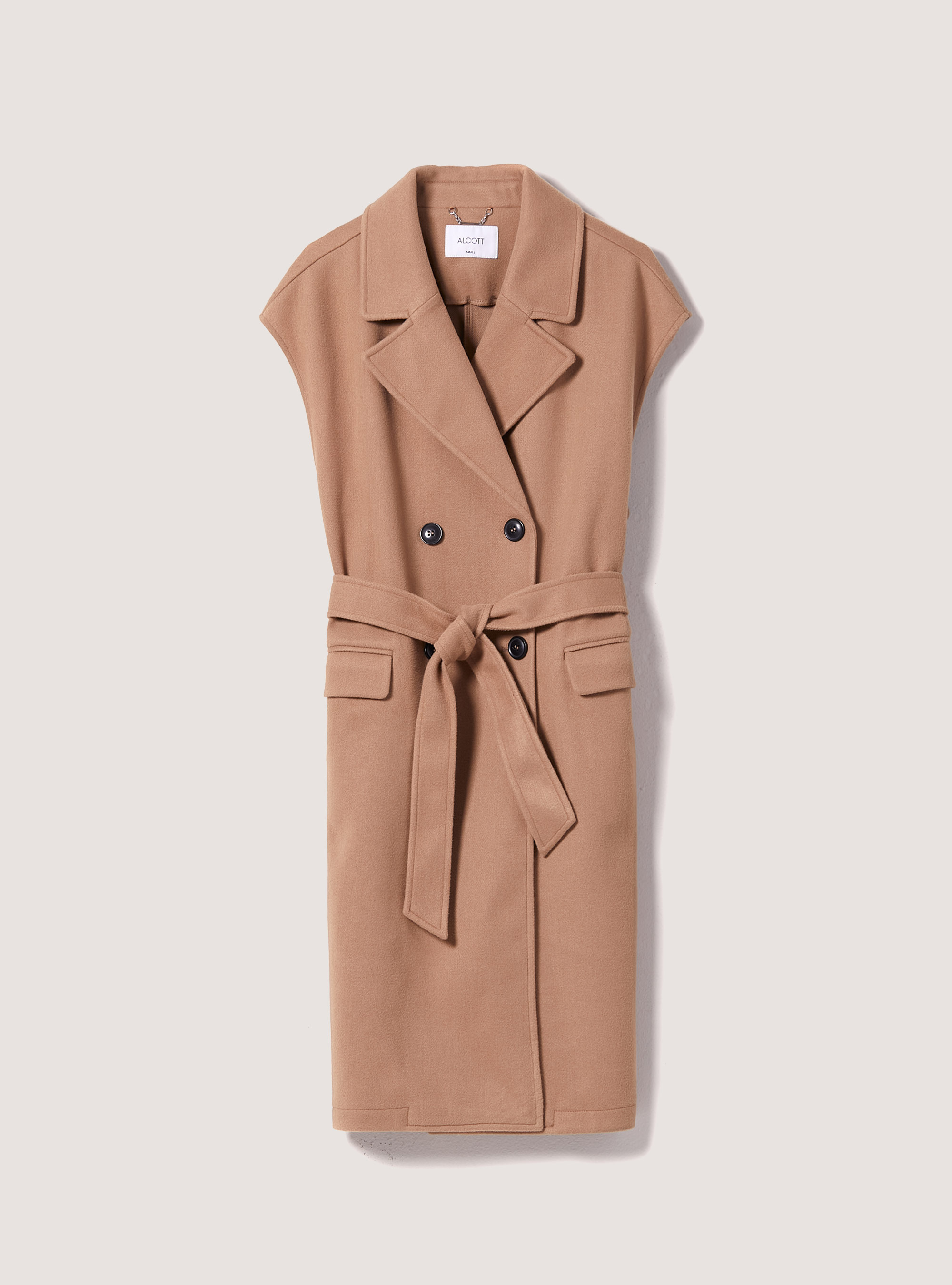 Manteau sans manches avec ceinture, TB2 TOBACCO MEDIUM