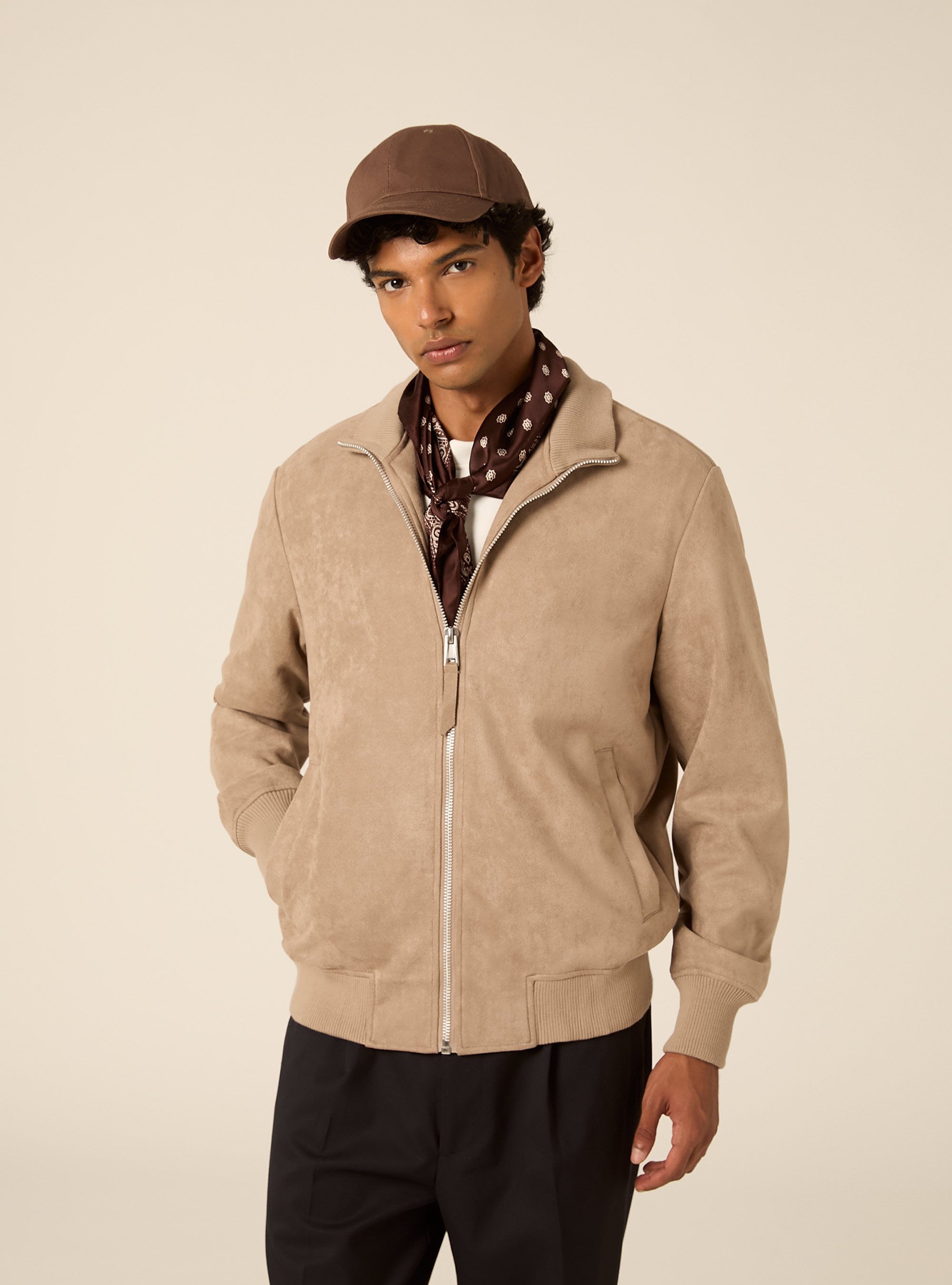 Giubbotto bomber effetto suede, SA2 SAND MEDIUM