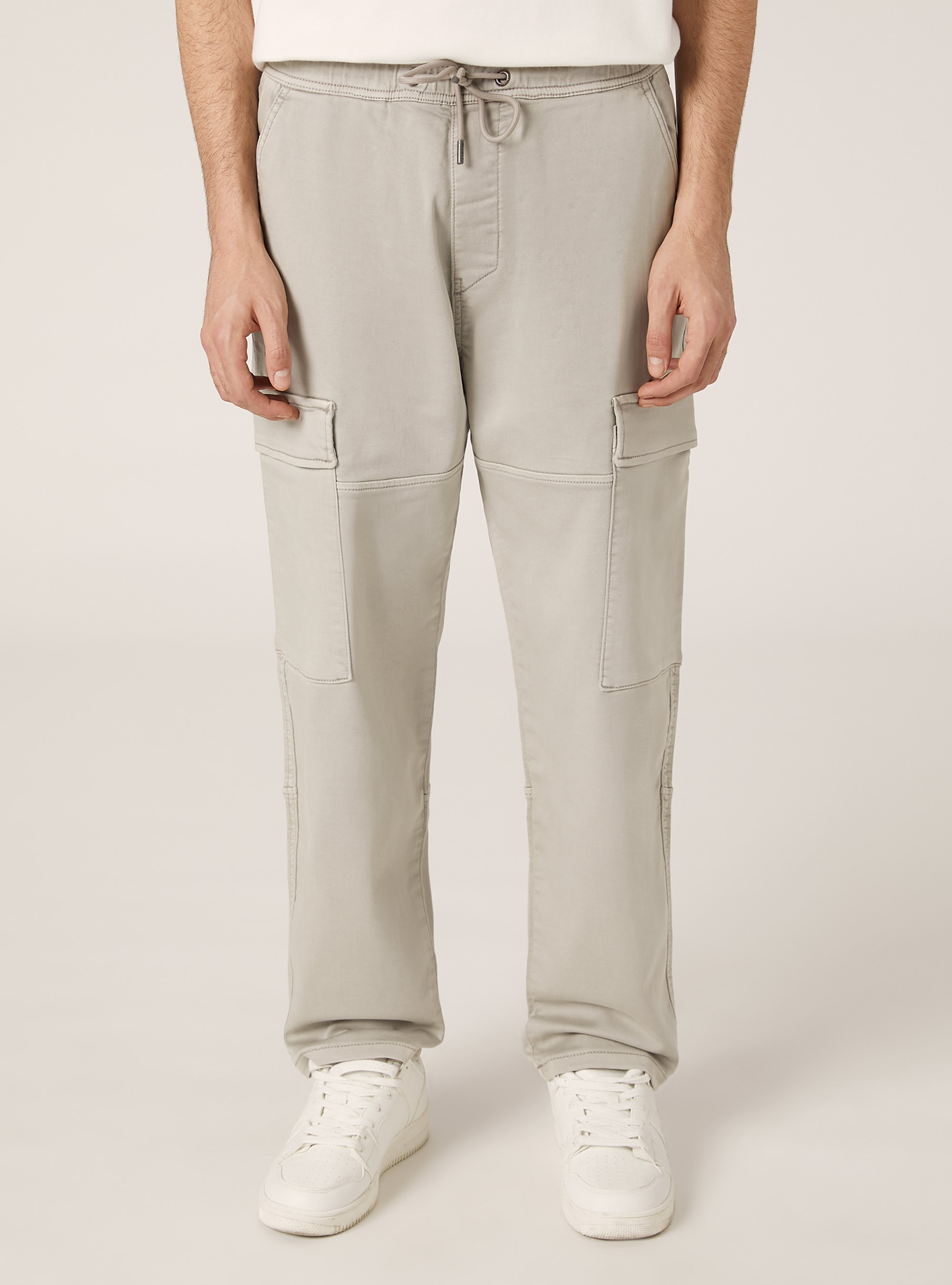 Cargo trousers with elasticated waist, GY3 GREY LIGHT