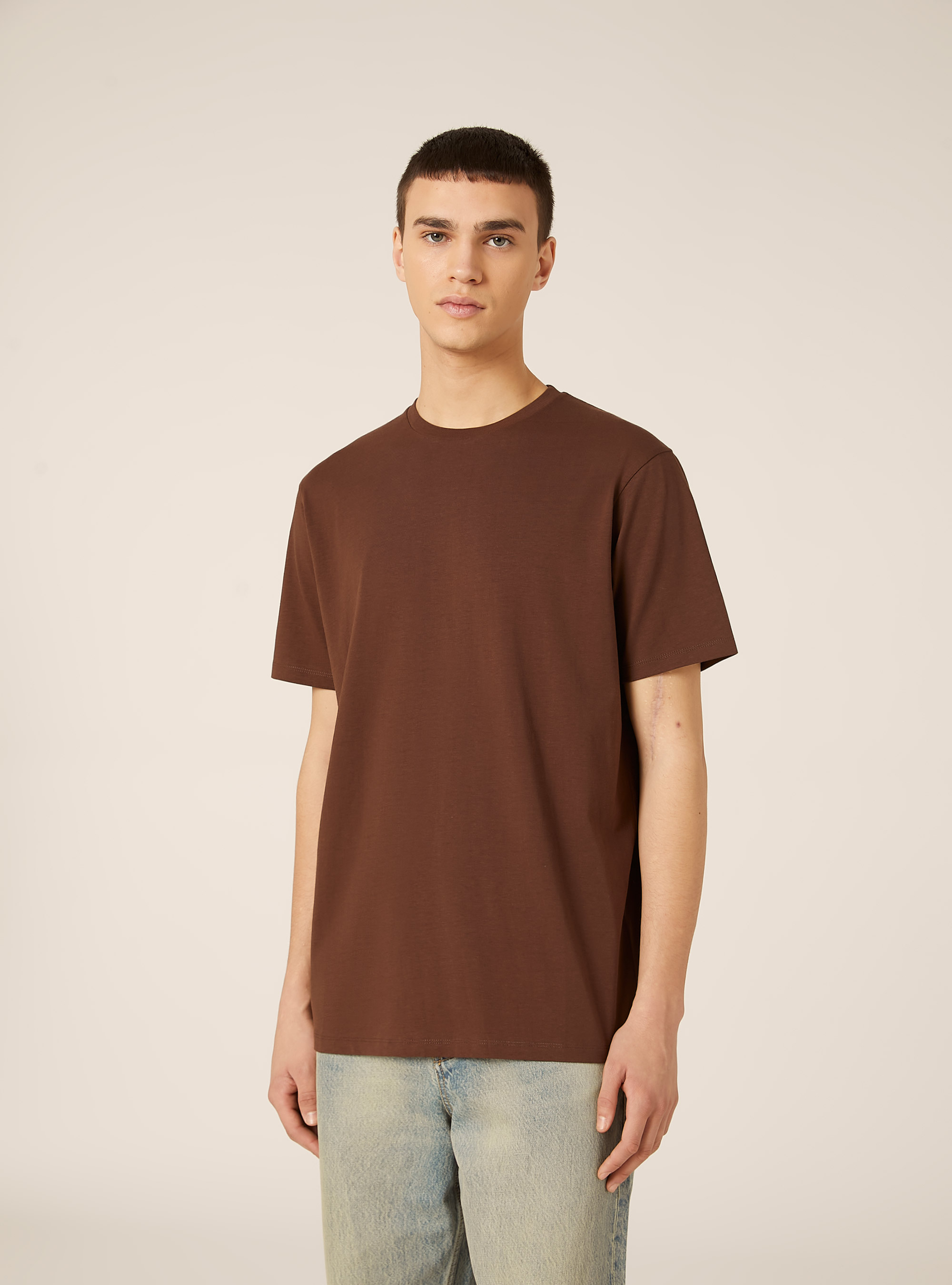 Maglietta girocollo basica, BR1 BROWN DARK