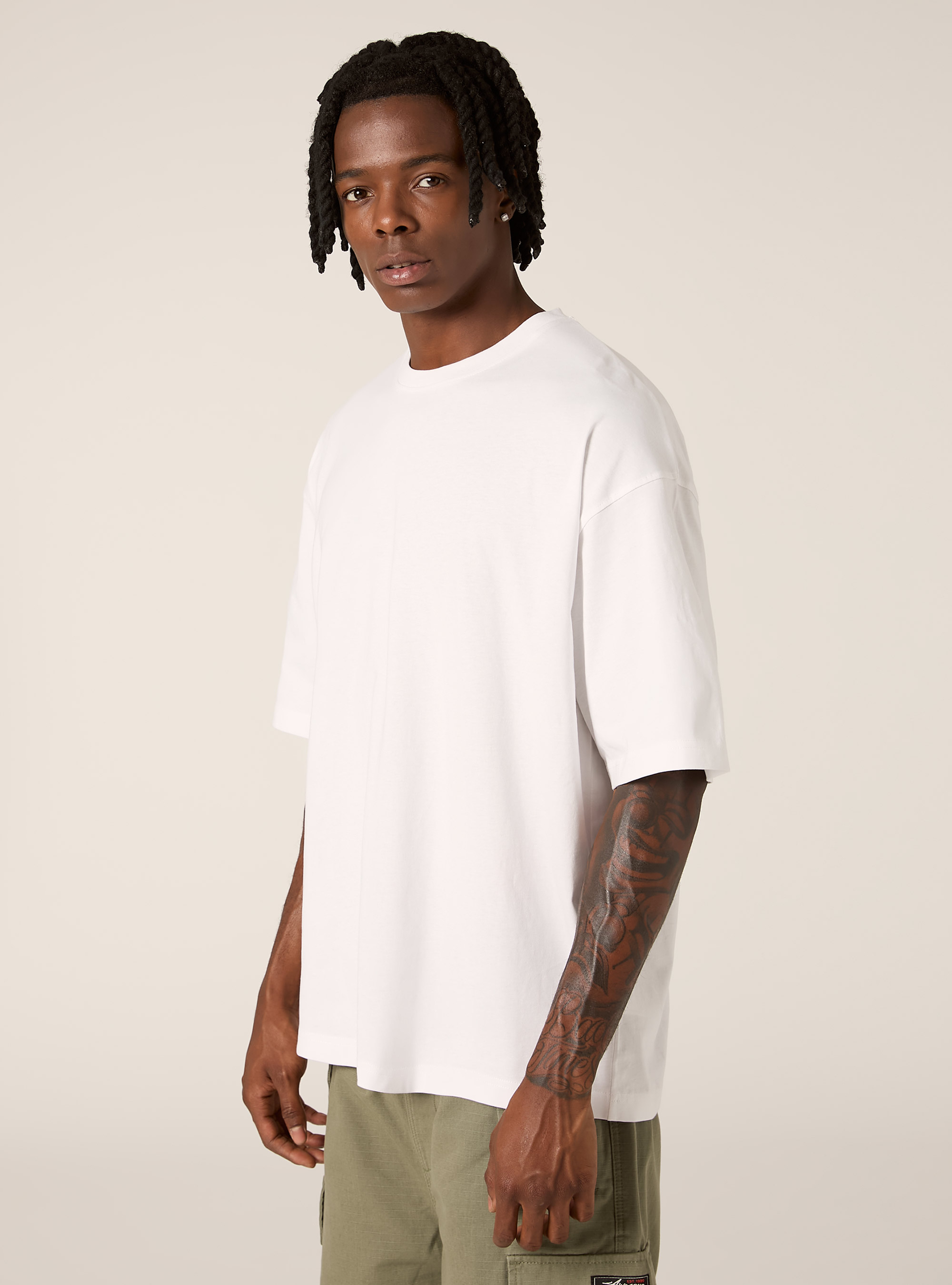 Tee-shirt &agrave; la coupe large, WH3 WHITE