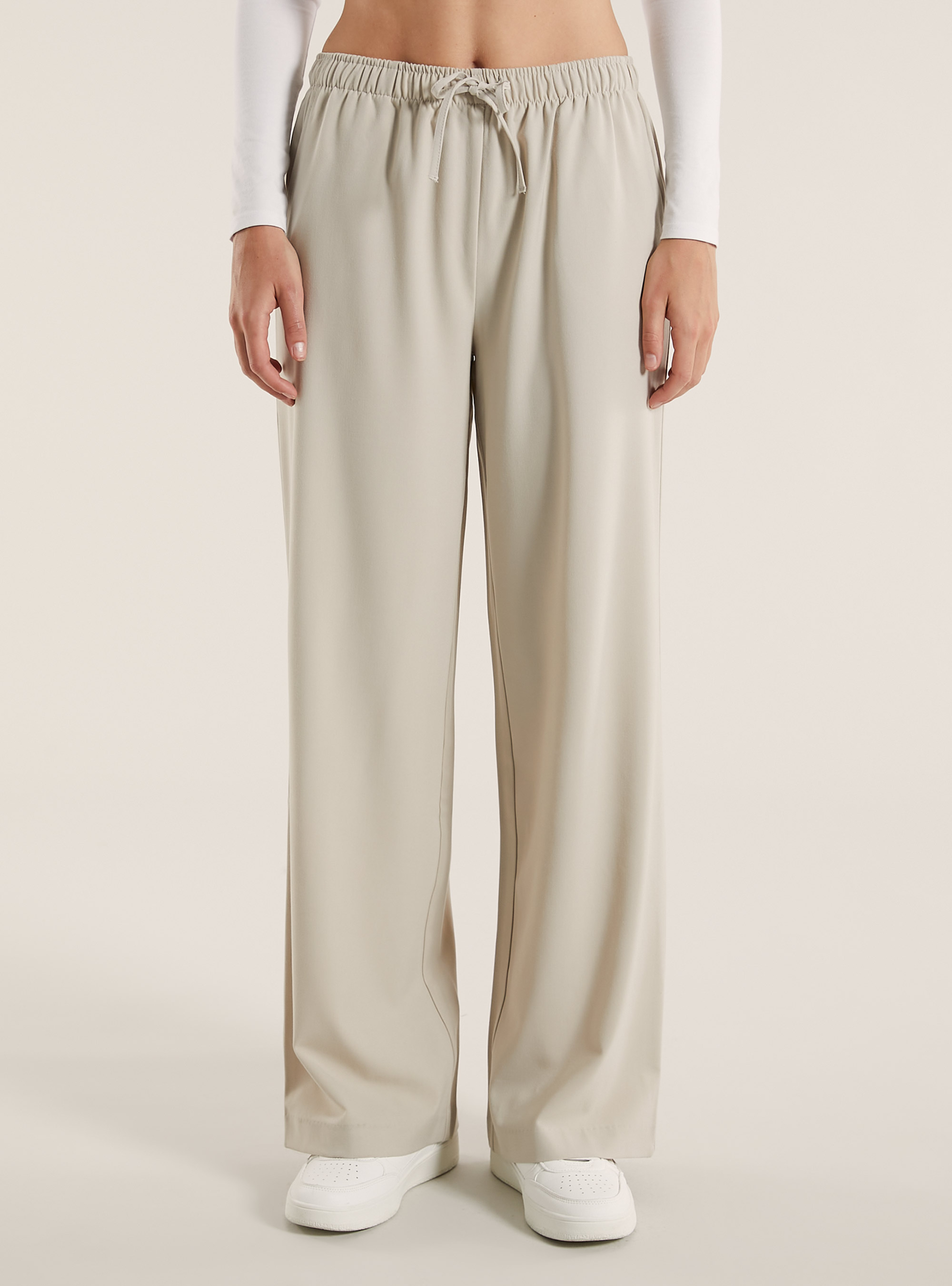 Pantalon élégant avec cordon de serrage, BG2 BEIGE MEDIUM