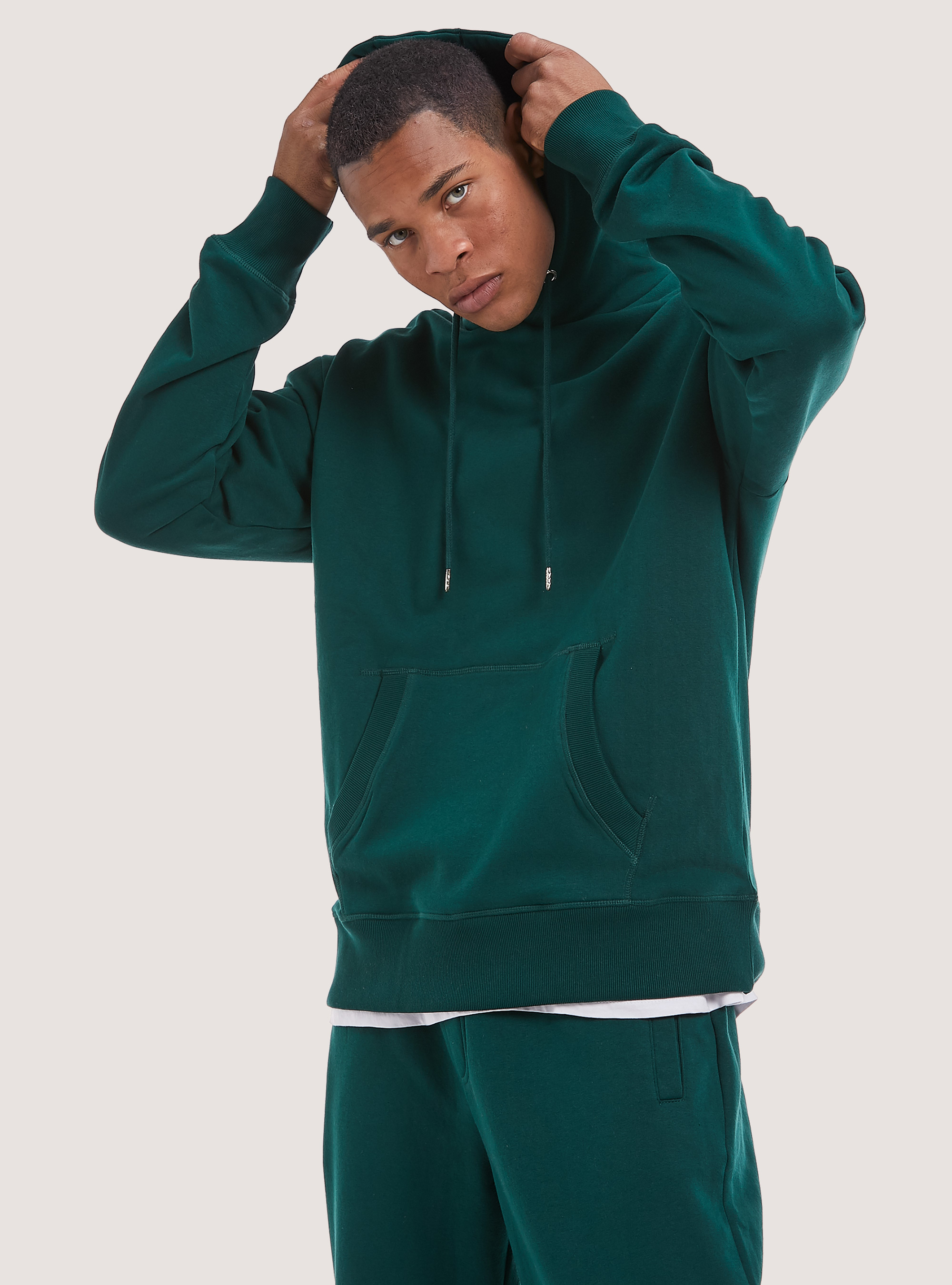 Sweatshirt with hood and pouch pocket, GN1 GREEN DARK