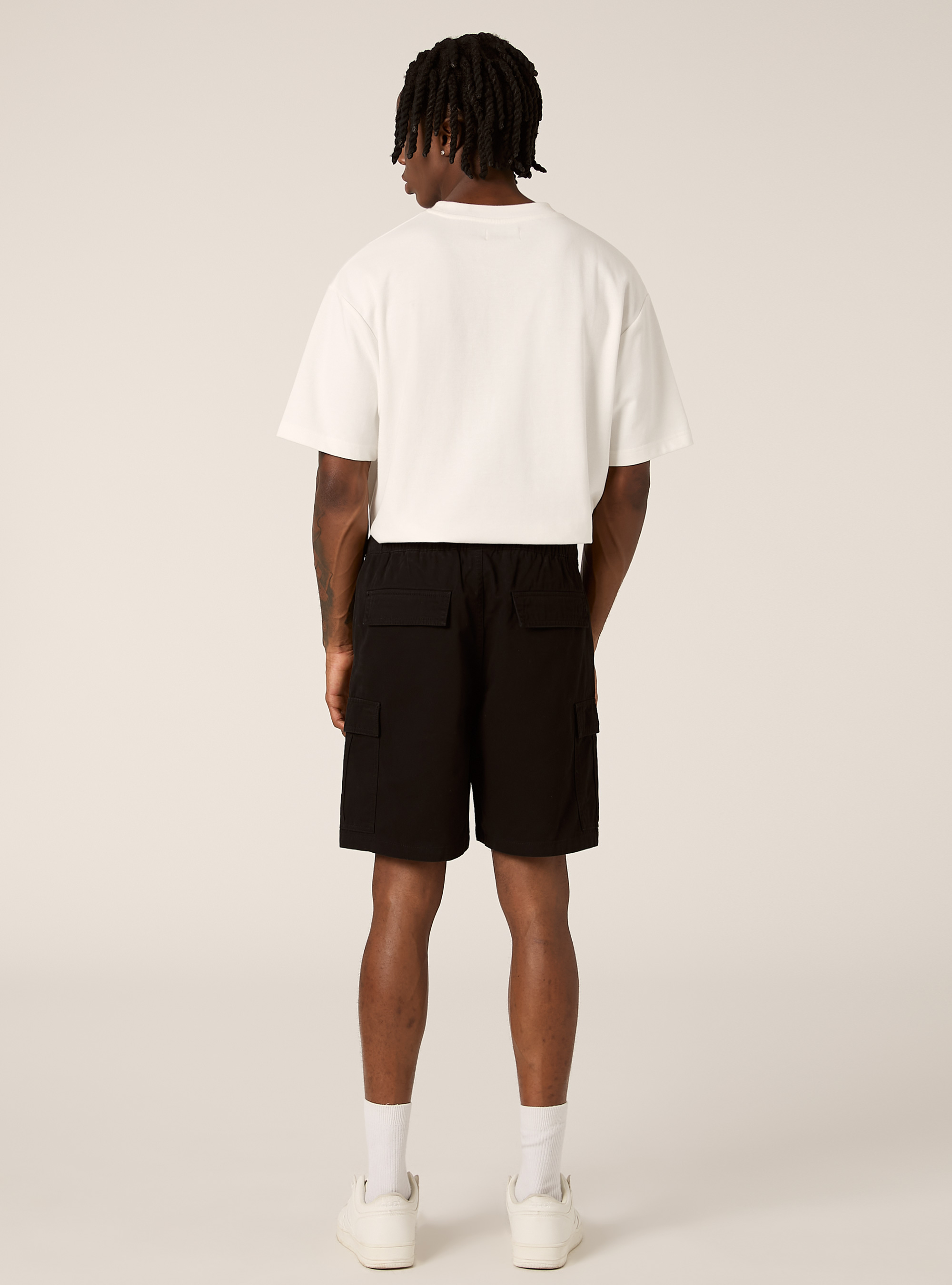Cargo-Bermudashorts aus Twill mit Kordelzug, BK1 BLACK