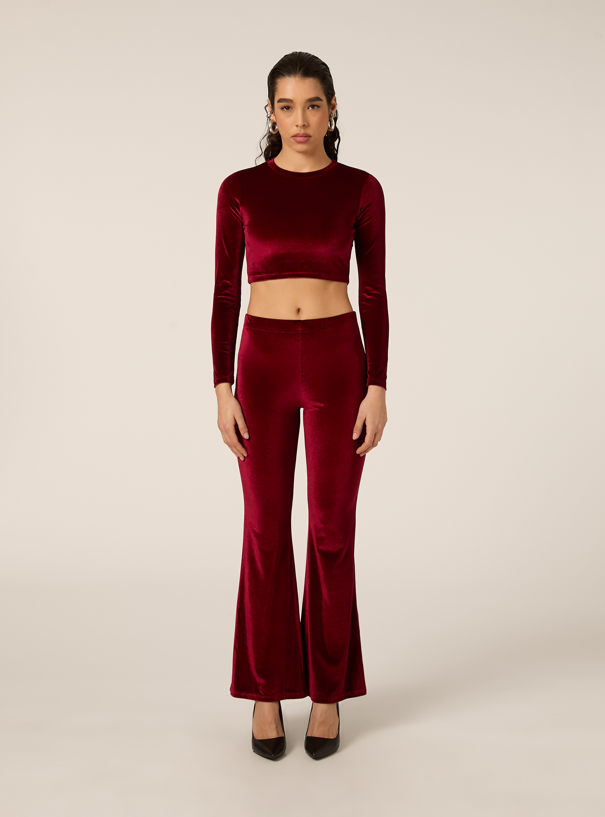 Pantaloni flare in velluto, RD2 RED MEDIUM