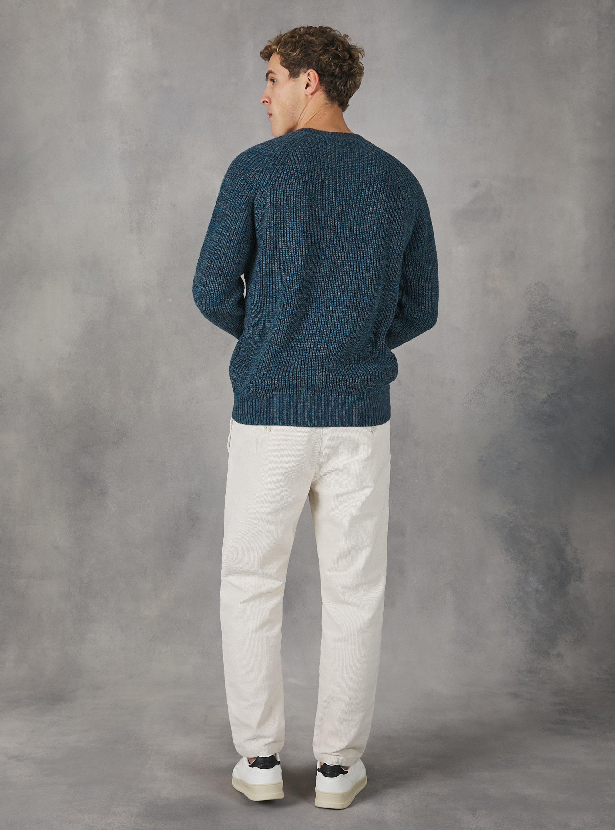 English rib crew-neck pullover, TOB1 TWIST BLUE OIL DARK