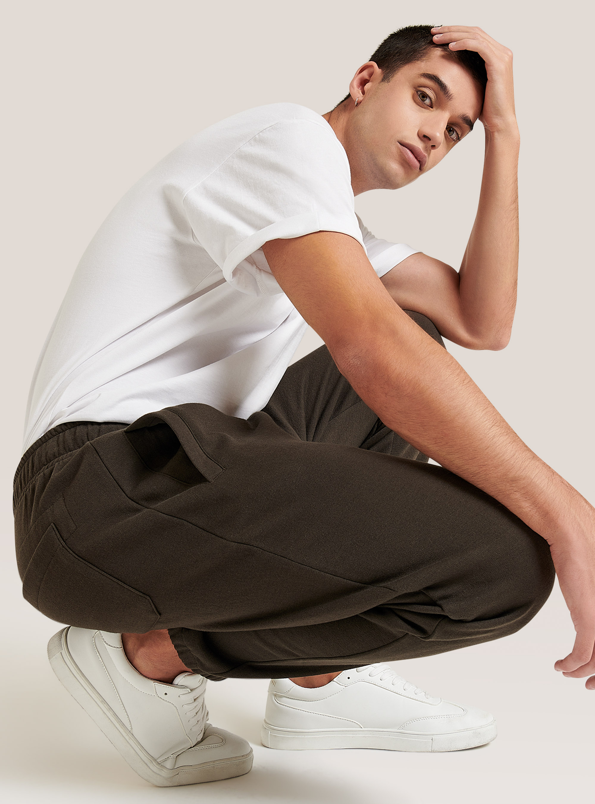 Basic cotton jogger trousers, C0569 FANGO