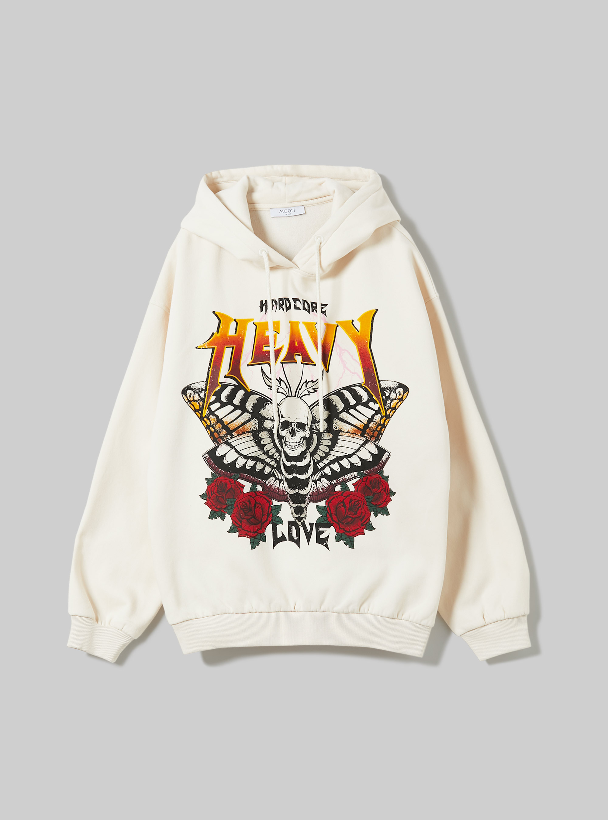 Oversized sweatshirt with Rock print, CR2 CREAM MEDIUM