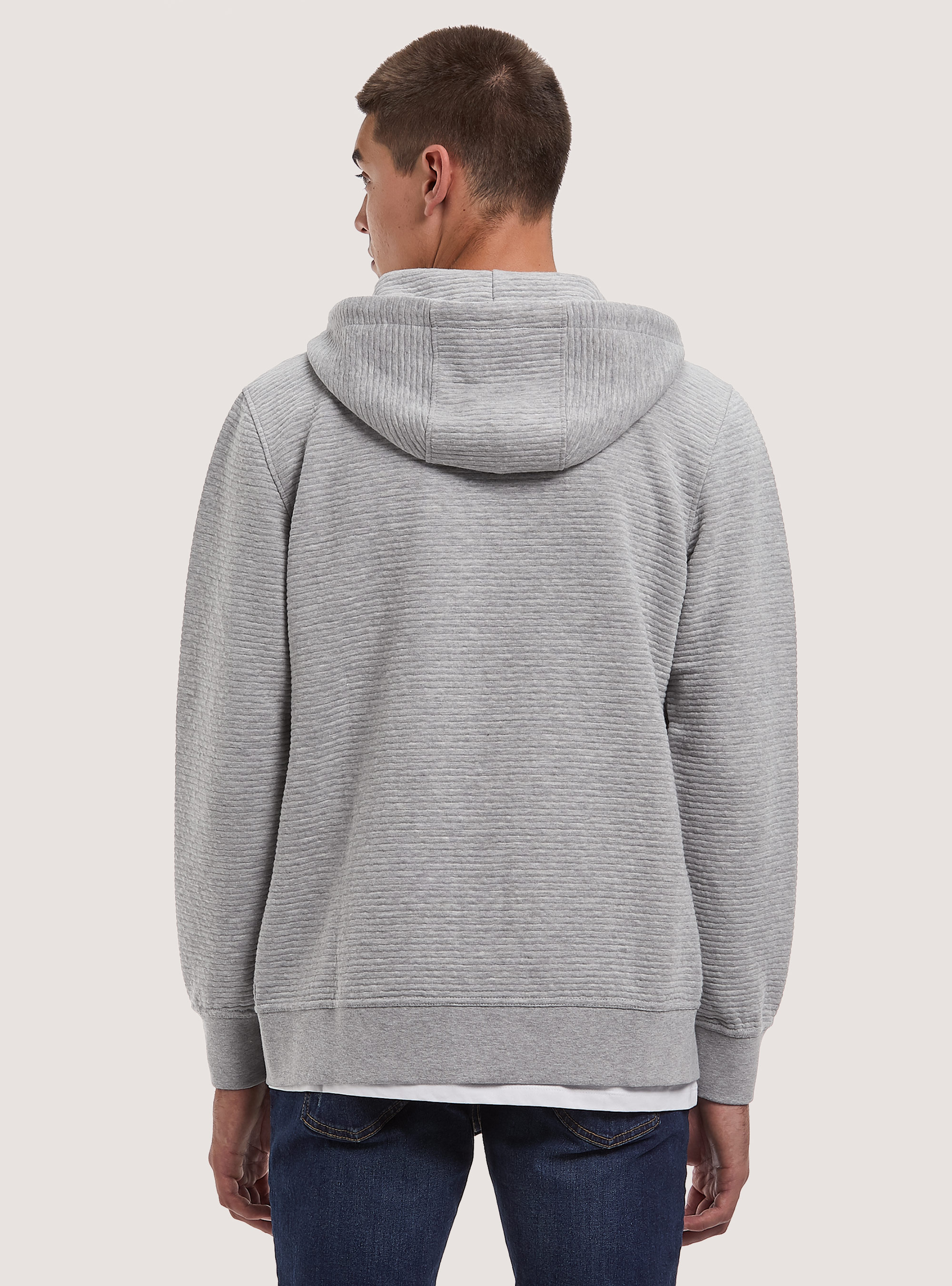 Sweatshirt with zip and hood, MGY2 GREY MEL MEDIUM