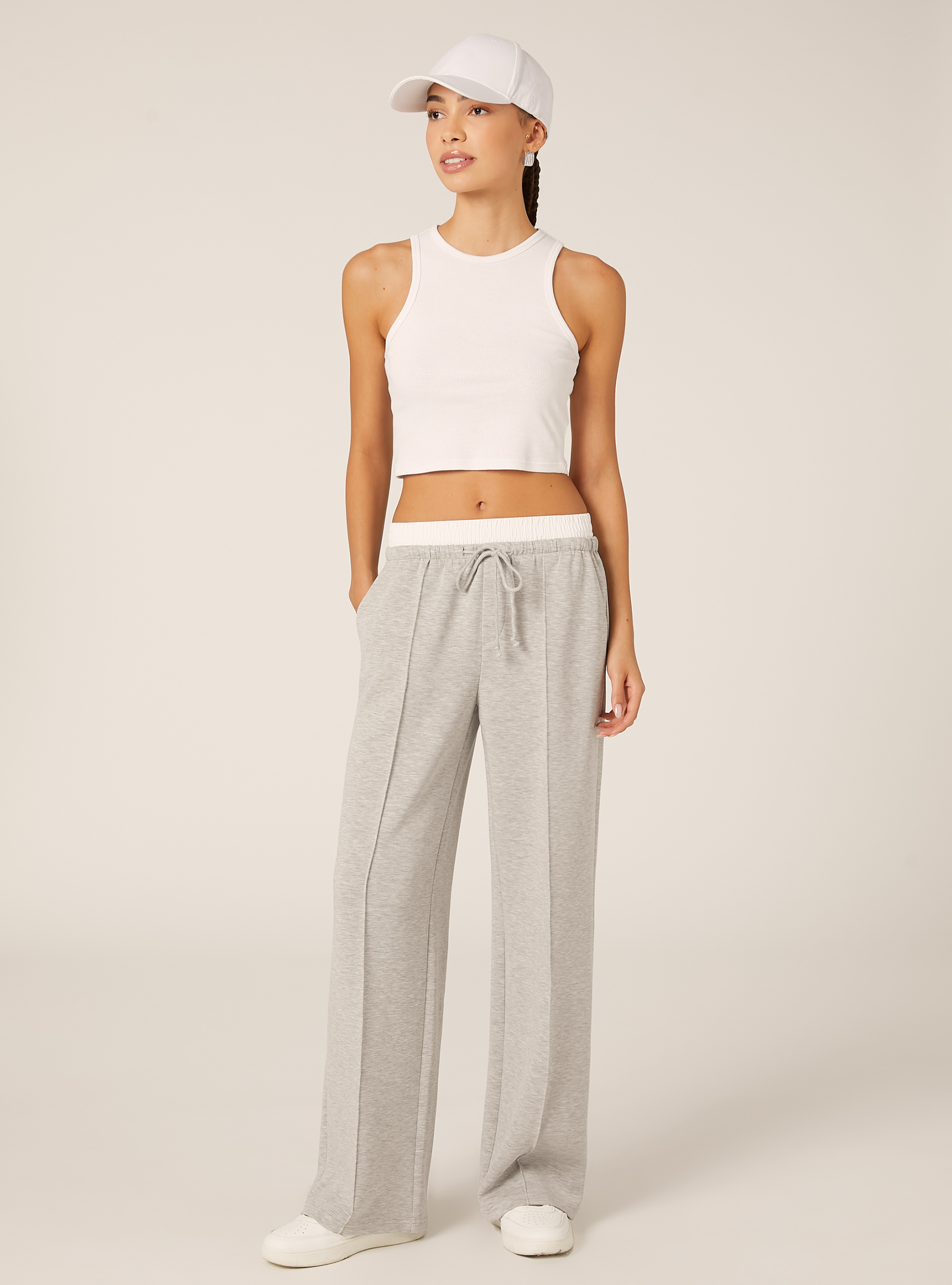 Jogger pants with combination waistband, MGY3 GREY MEL LIGHT