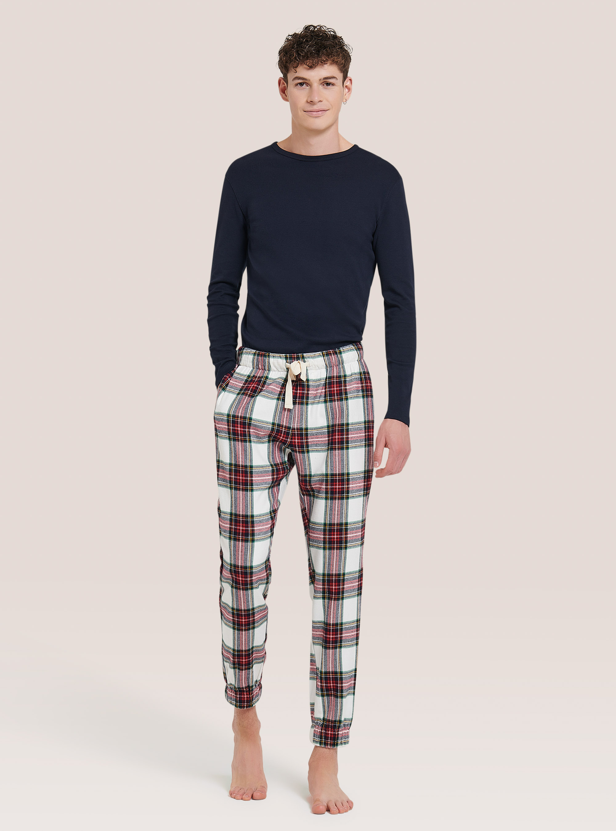 Pantalones de pijama de tartán, BLANCO