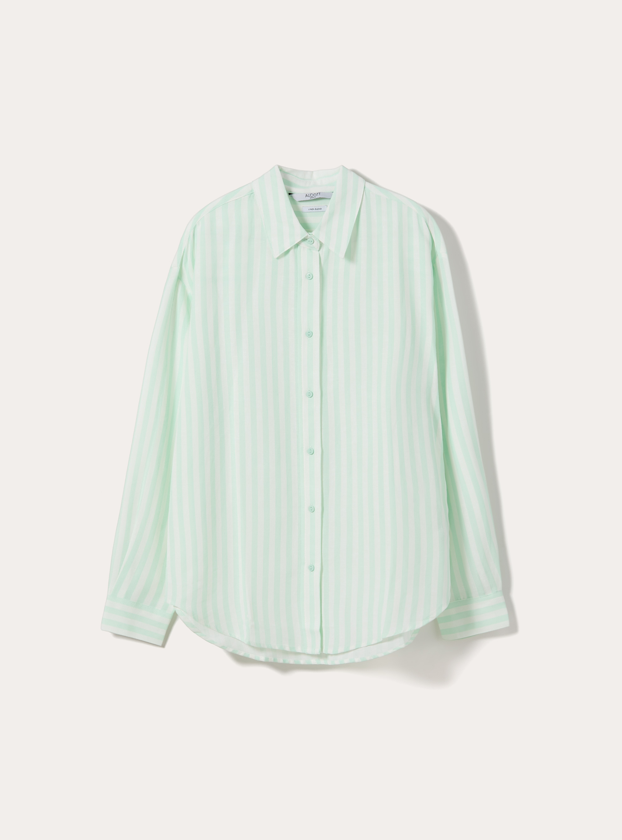 Camicia a righe in misto lino, GA3 AQUA GREEN LIGHT